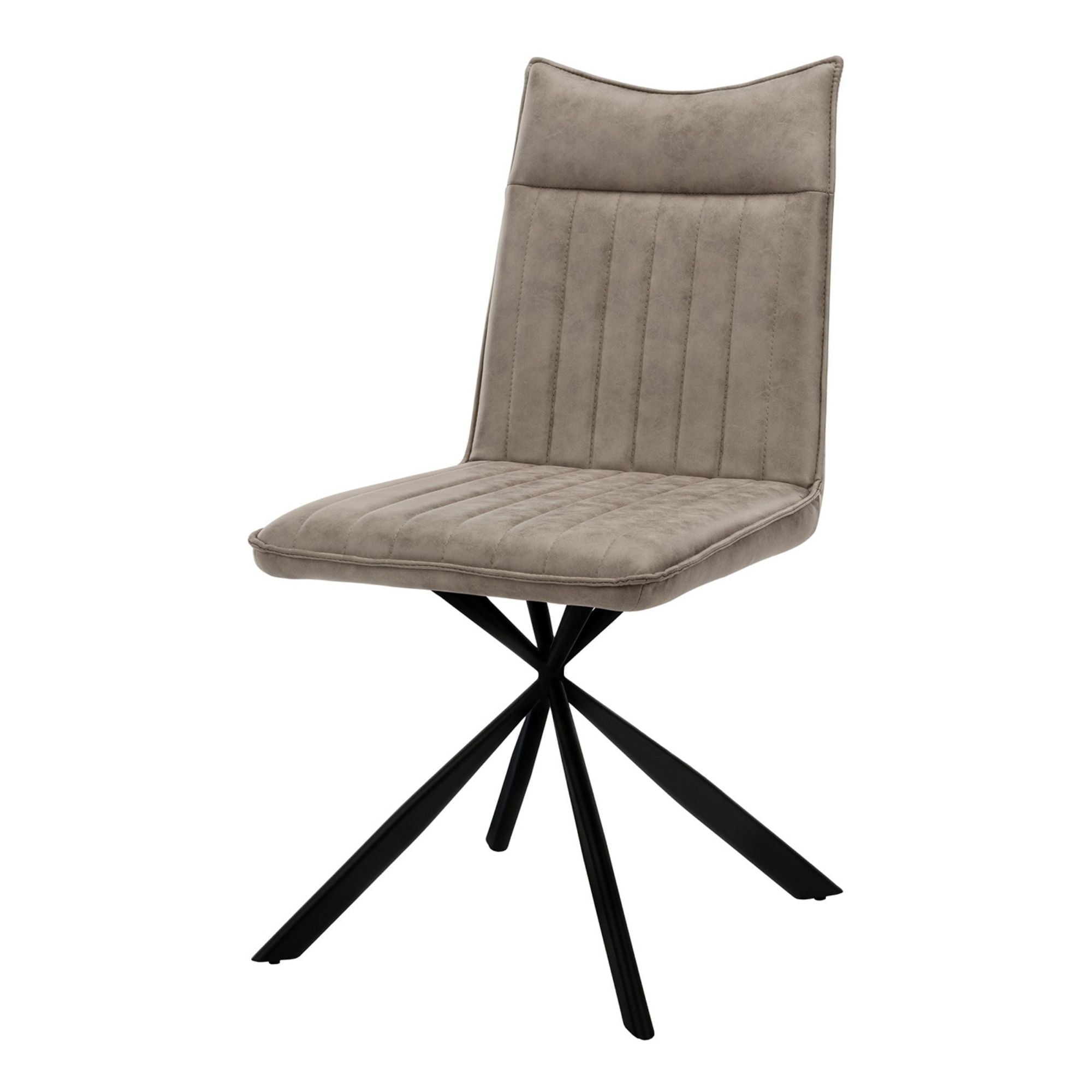 Set of two taupe fabric dining chairs with starburst metal bases by Monarch Specialties, showcasing modern design and comfortable seating.