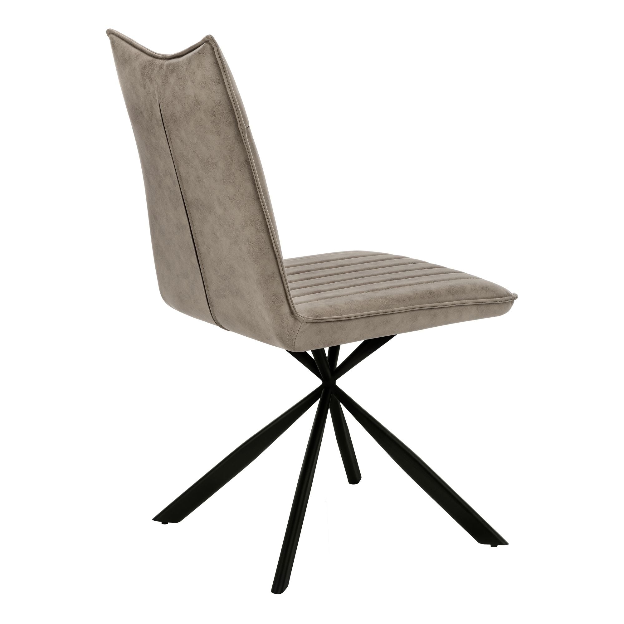 Set of two taupe fabric dining chairs with starburst metal bases by Monarch Specialties
