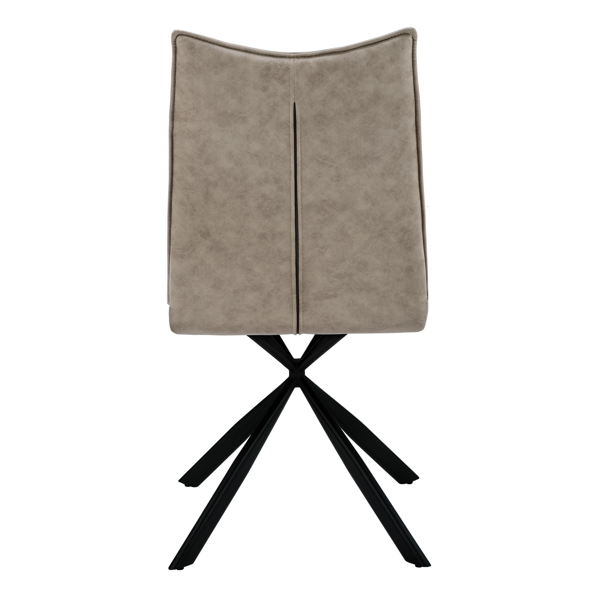 Pair of taupe fabric dining chairs with starburst metal bases from Monarch Specialties, showcasing modern design and comfortable seating