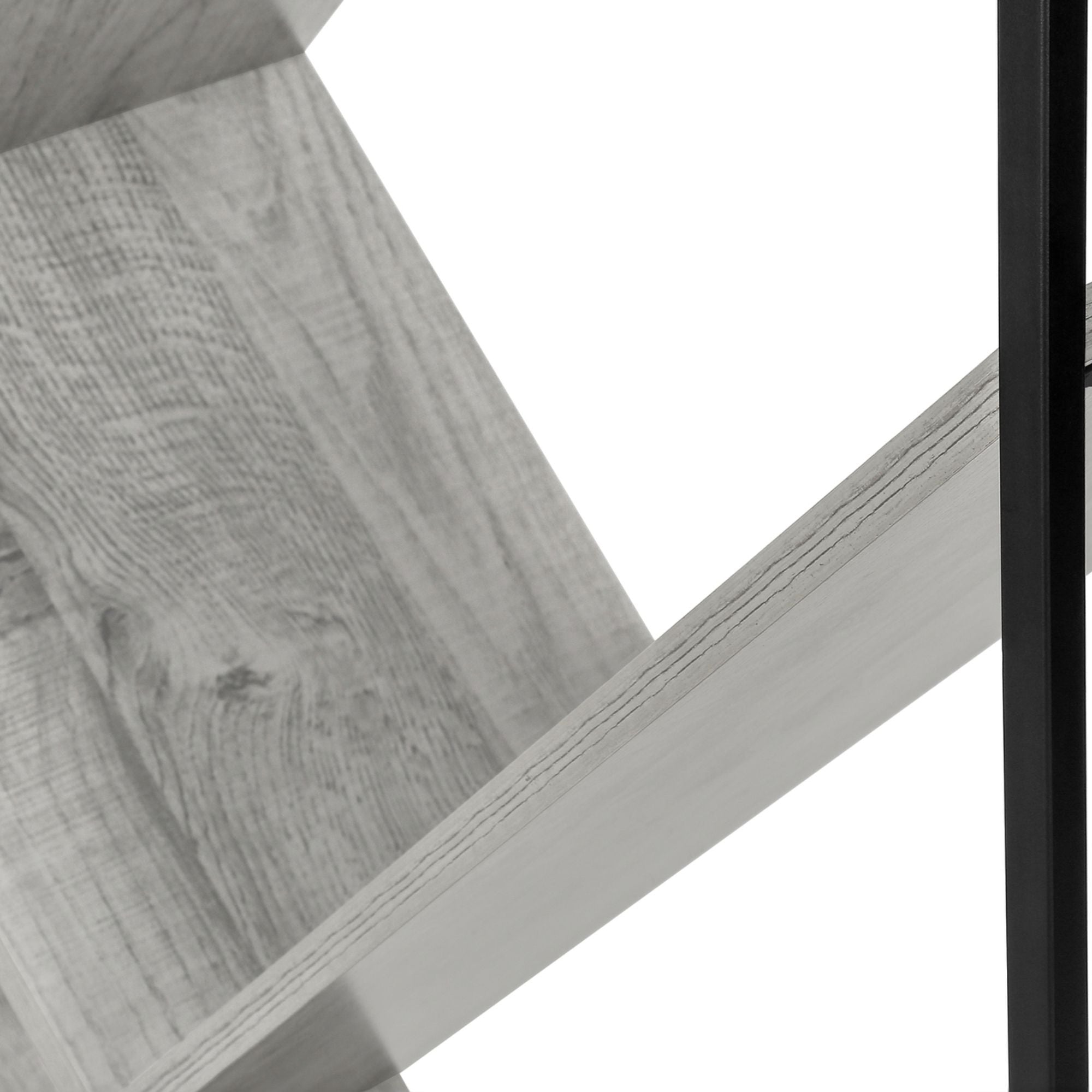 Grey and black metal Shelfix 60-inch bookcase with multiple shelves from Monarch Specialties.