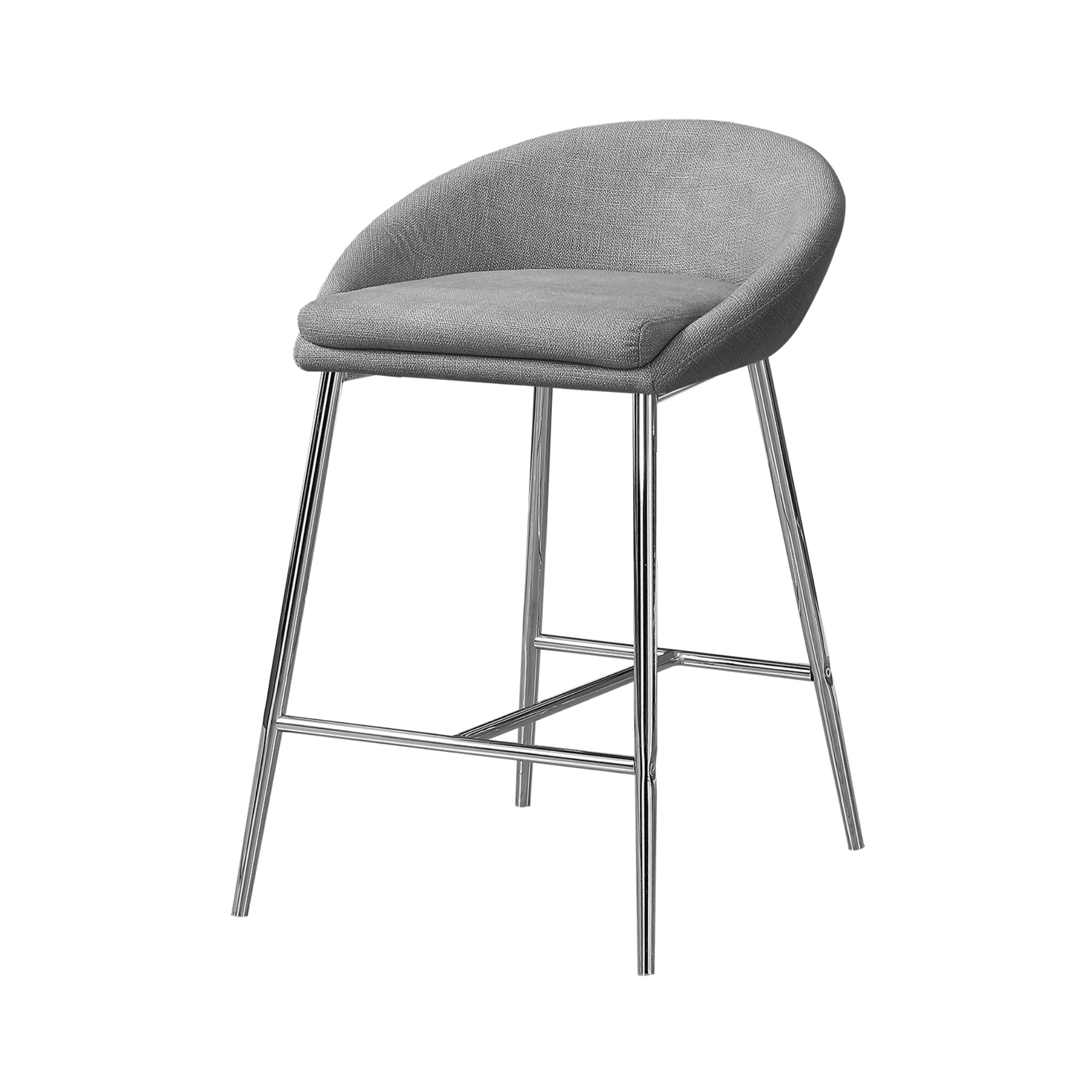 Set of two Luna grey counter height bar stools by Monarch Specialties, featuring modern design and comfortable seating.