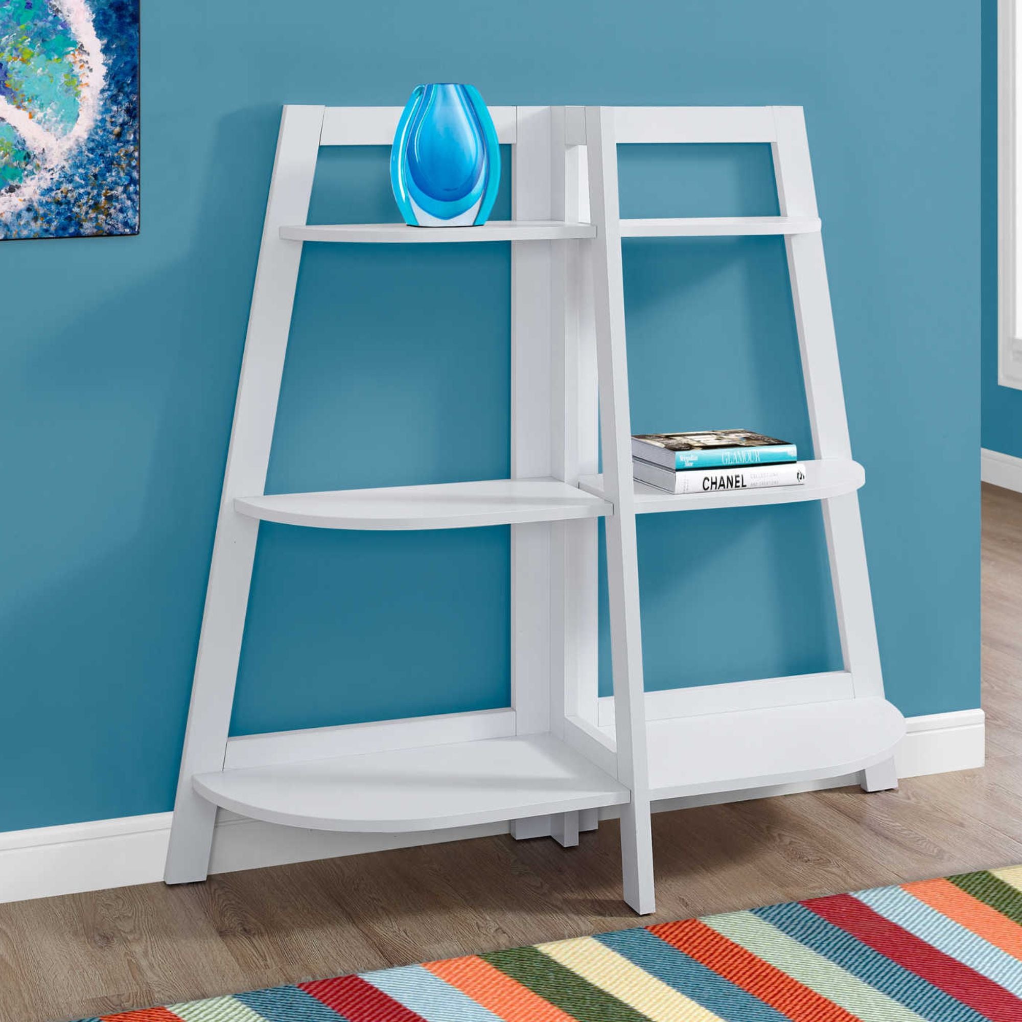 Monarch Specialties Opulor 48-inch tall accent bookcase with multiple open shelves for display and storage.