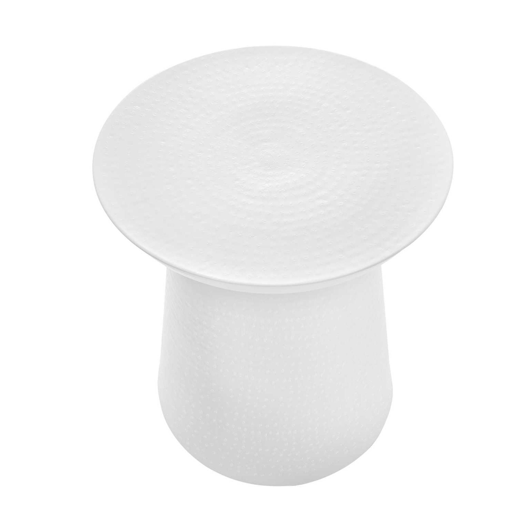 White Orvian Accent Table by Monarch Specialties, showcasing a modern design with a smooth tabletop and sturdy legs.