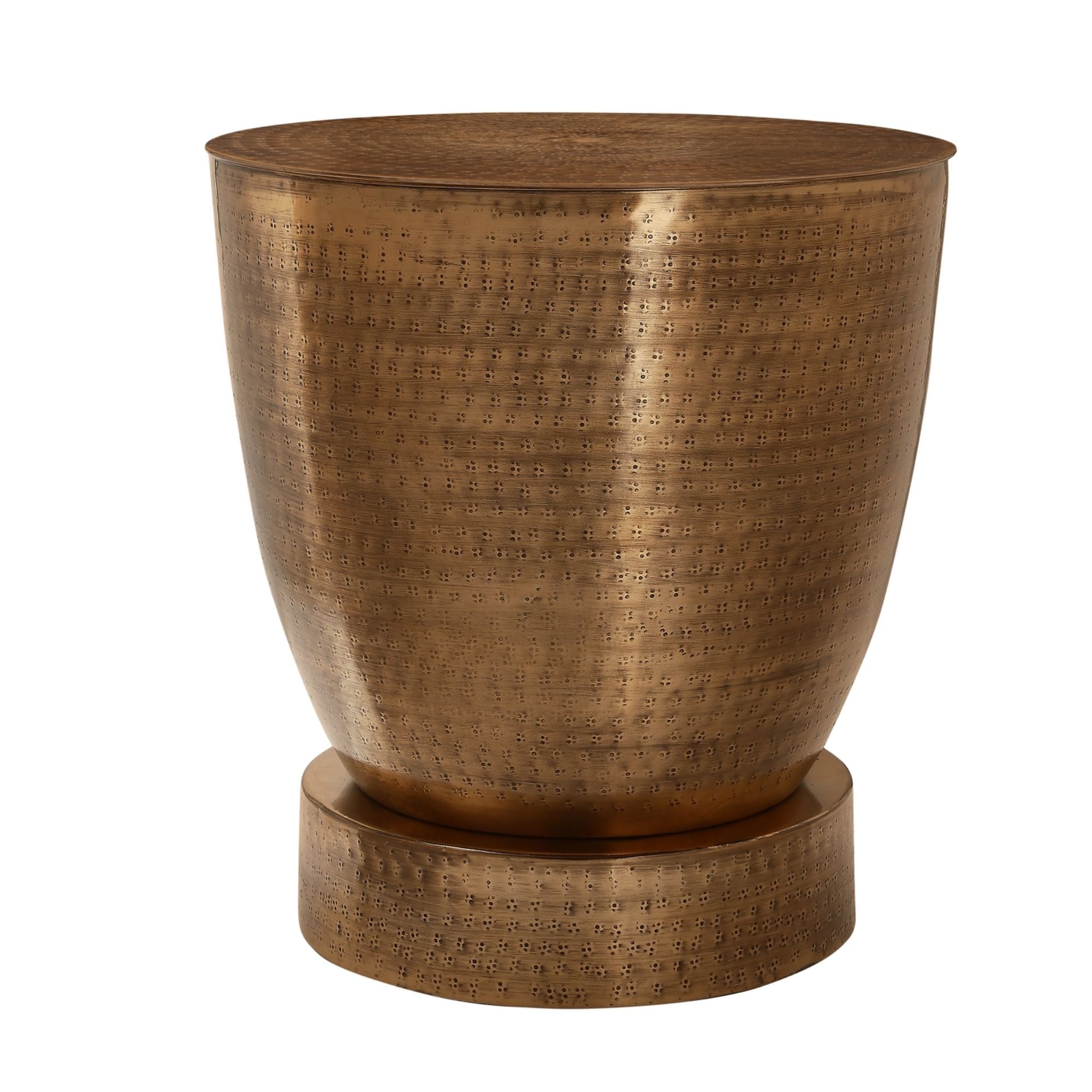 Copper Avelon accent table by Monarch Specialties featuring a sleek, modern design with a round tabletop and metal legs.