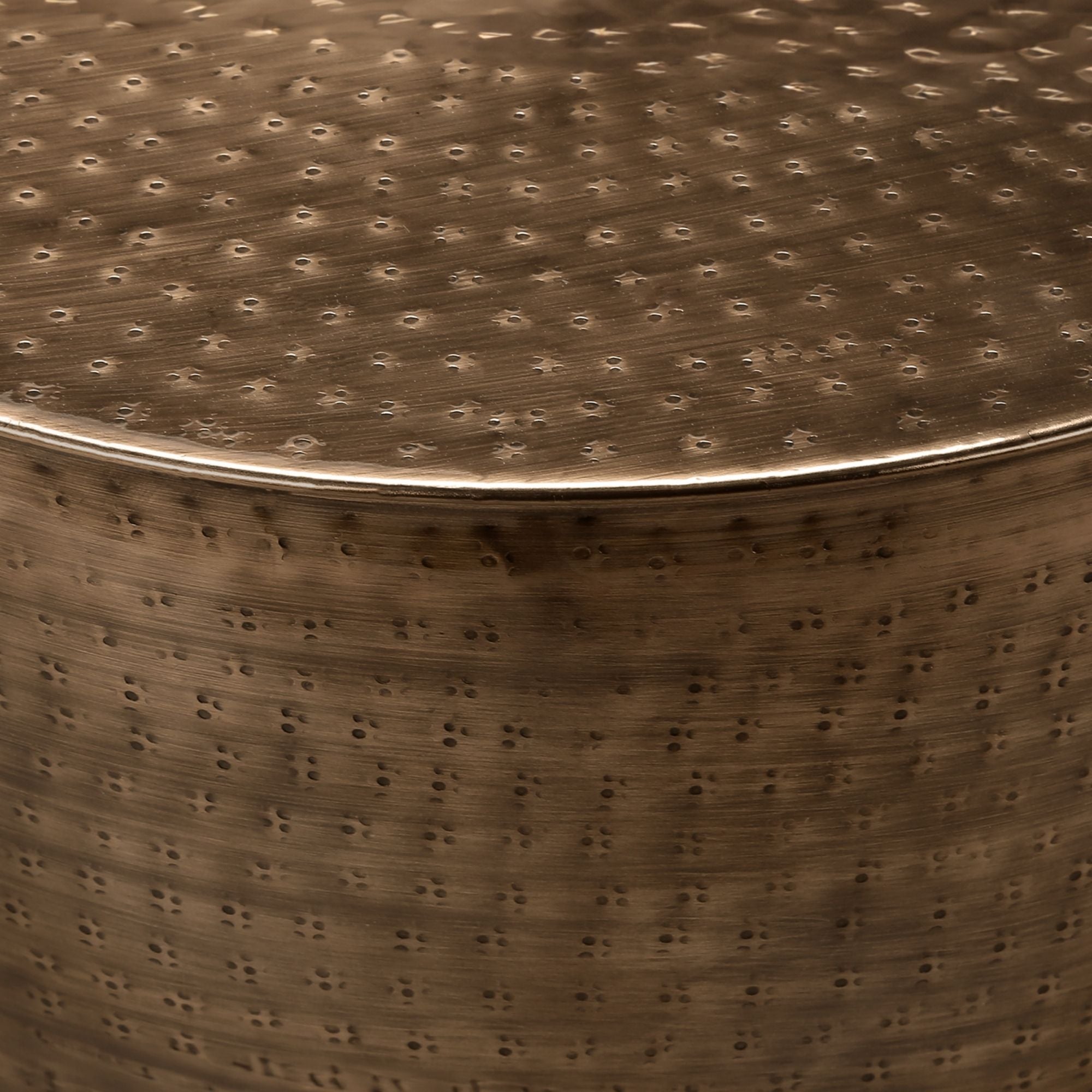 Amonarch Specialties Avelon copper accent table with a sleek round surface and modern metal legs.