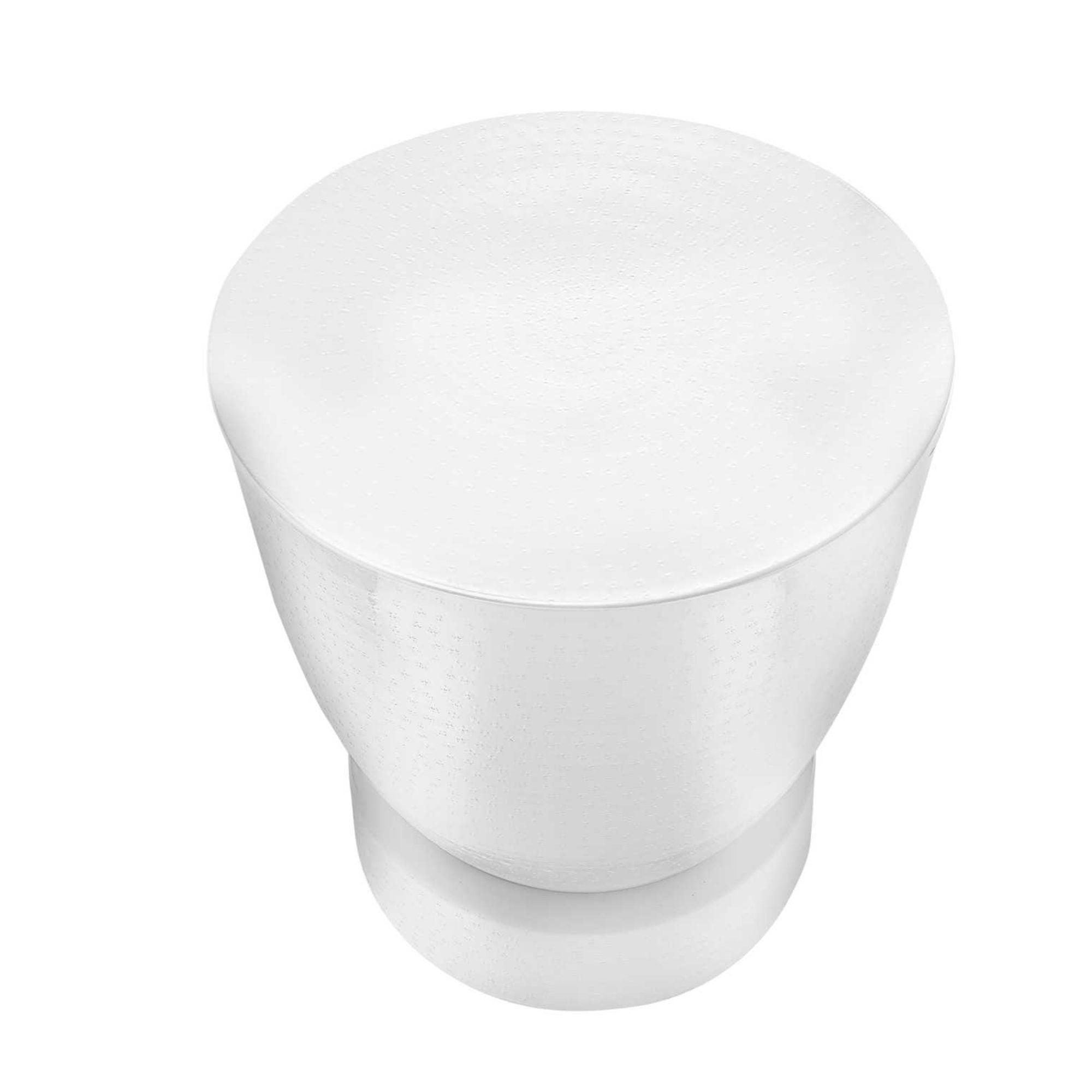 White Avelon Accent Table by Monarch Specialties, showcasing a sleek modern design with a smooth surface and sturdy metal legs.