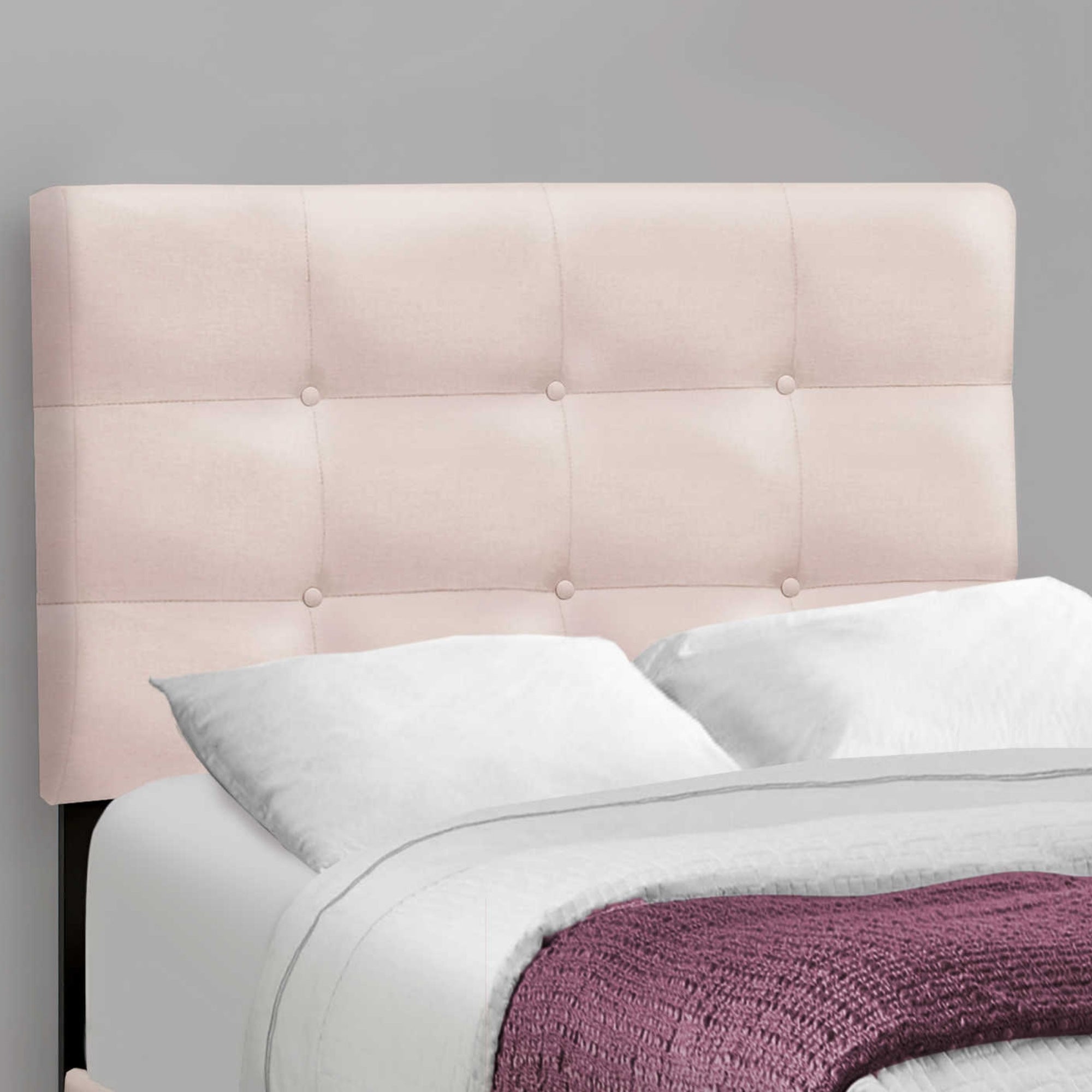 Blush Velvet Twin Platform Bed in Pink