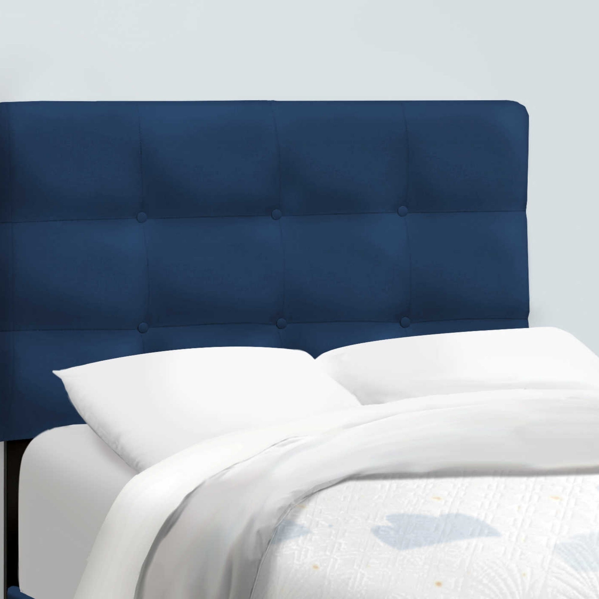 Blush Velvet Twin Platform Bed in Blue