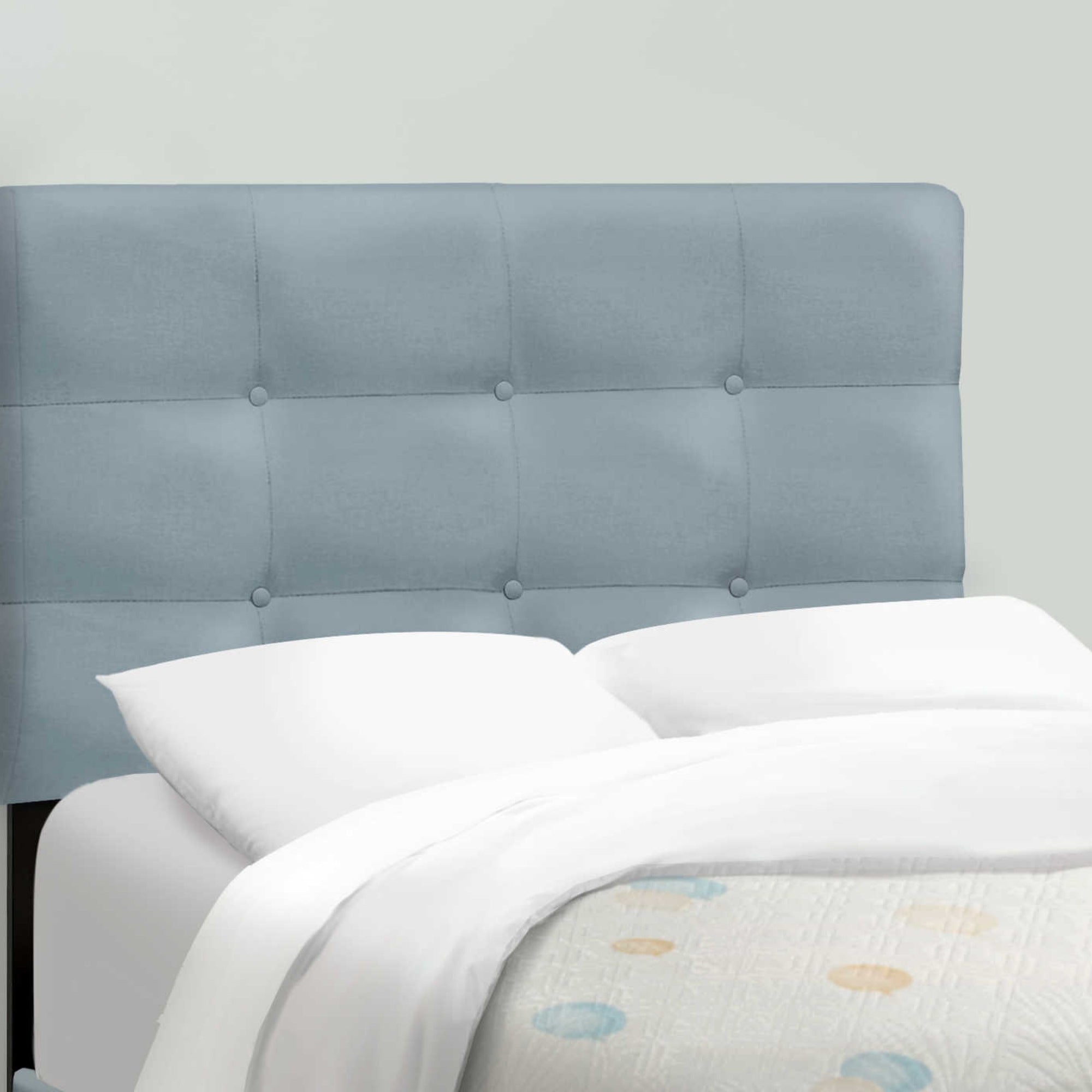 Blush Velvet Twin Platform Bed in Steel Blue