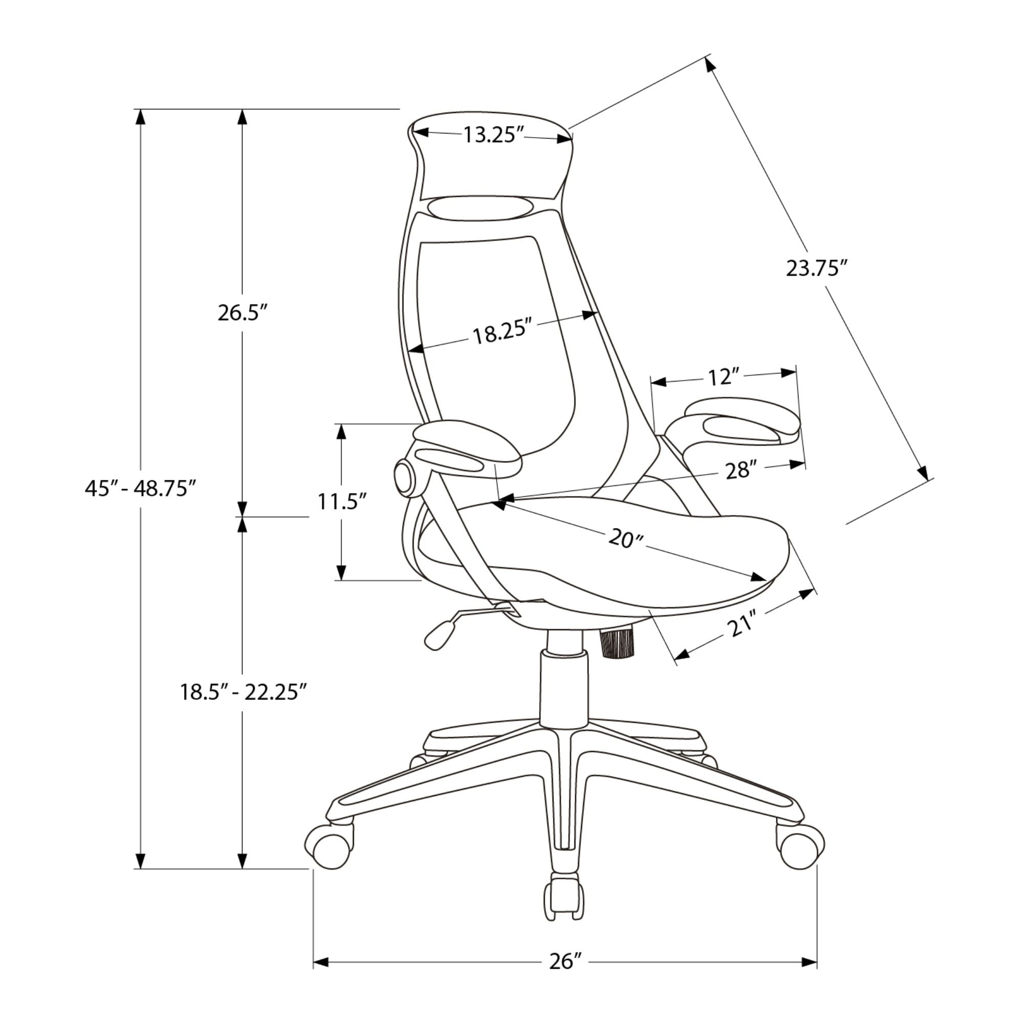 Black leatherlook executive office chair with high back and armrests, designed for comfort and support by Monarch Specialties.