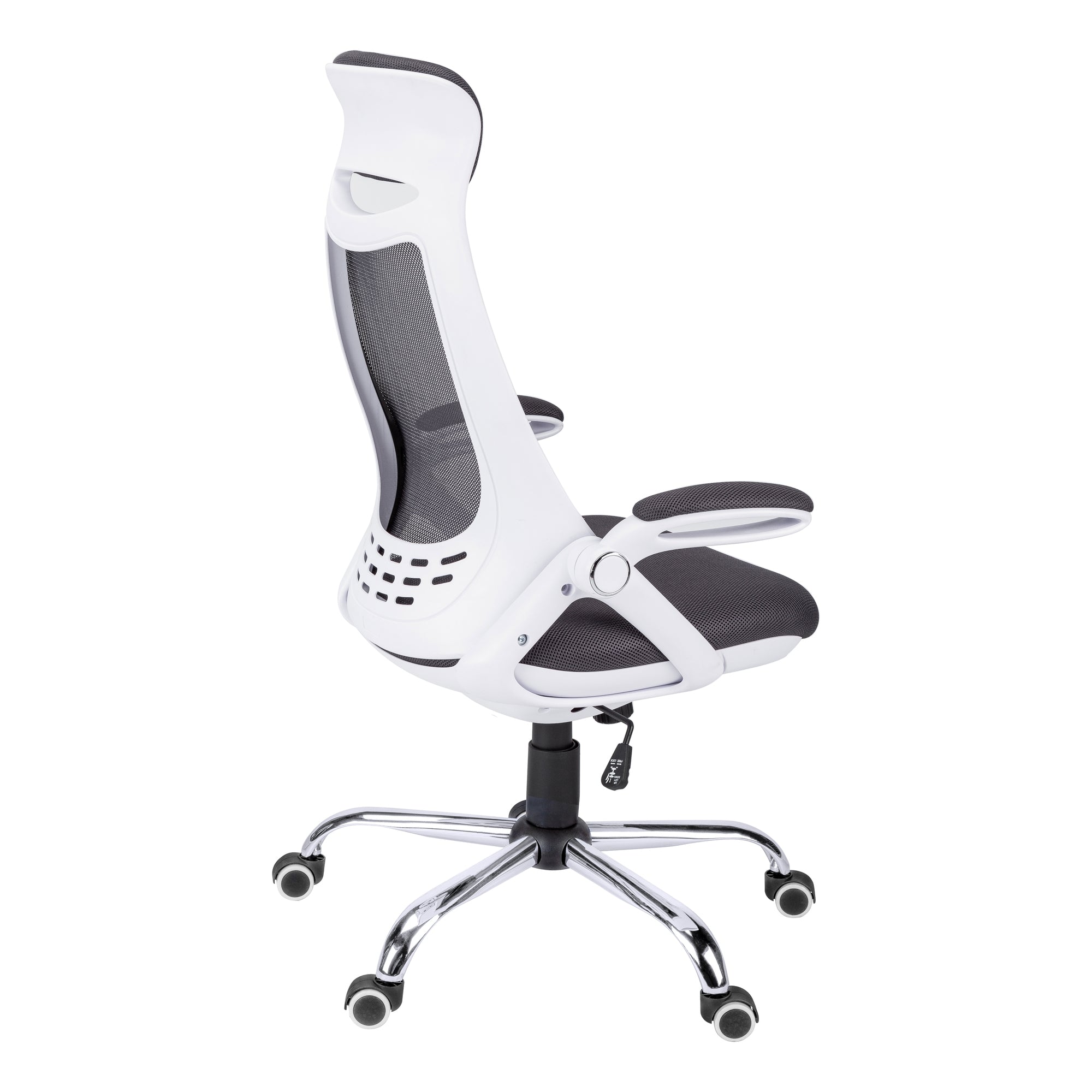White executive high-back mesh office chair by Monarch Specialties with adjustable armrests and ergonomic design.