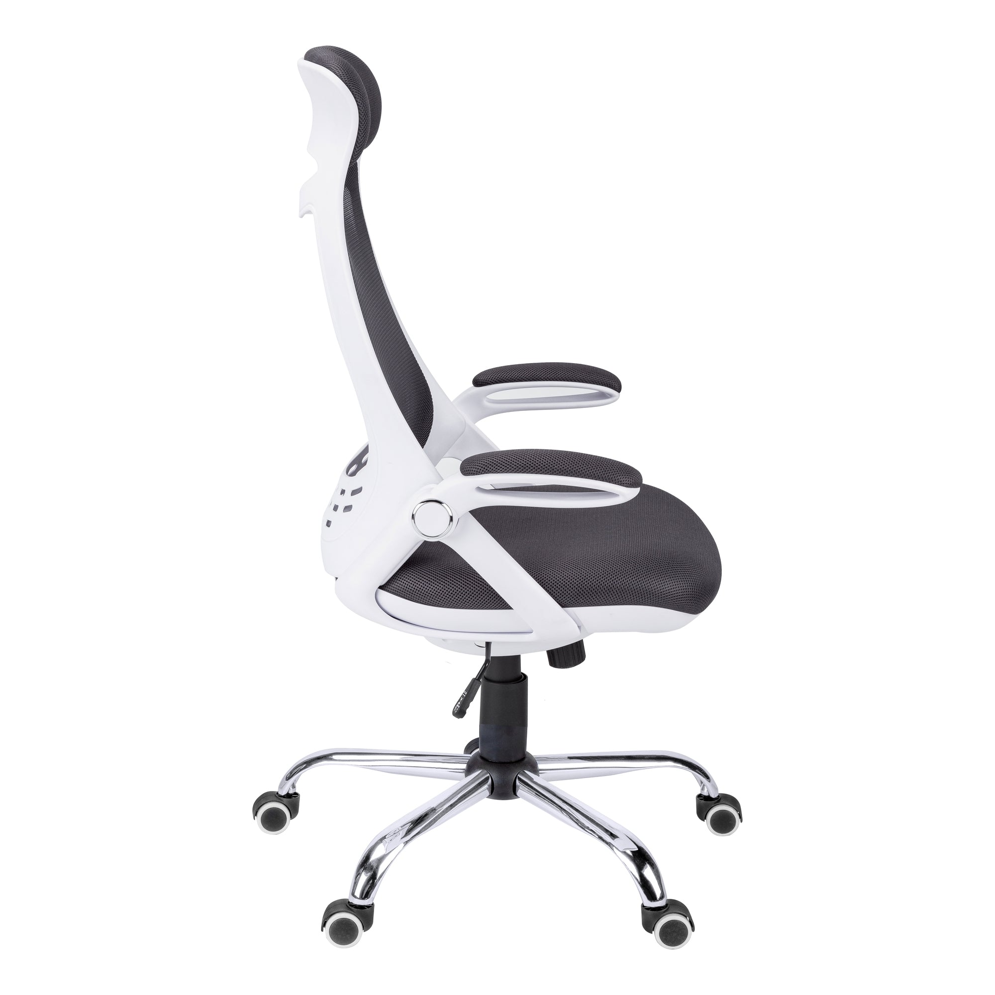 White executive high-back mesh office chair by Monarch Specialties with ergonomic design and adjustable headrest.