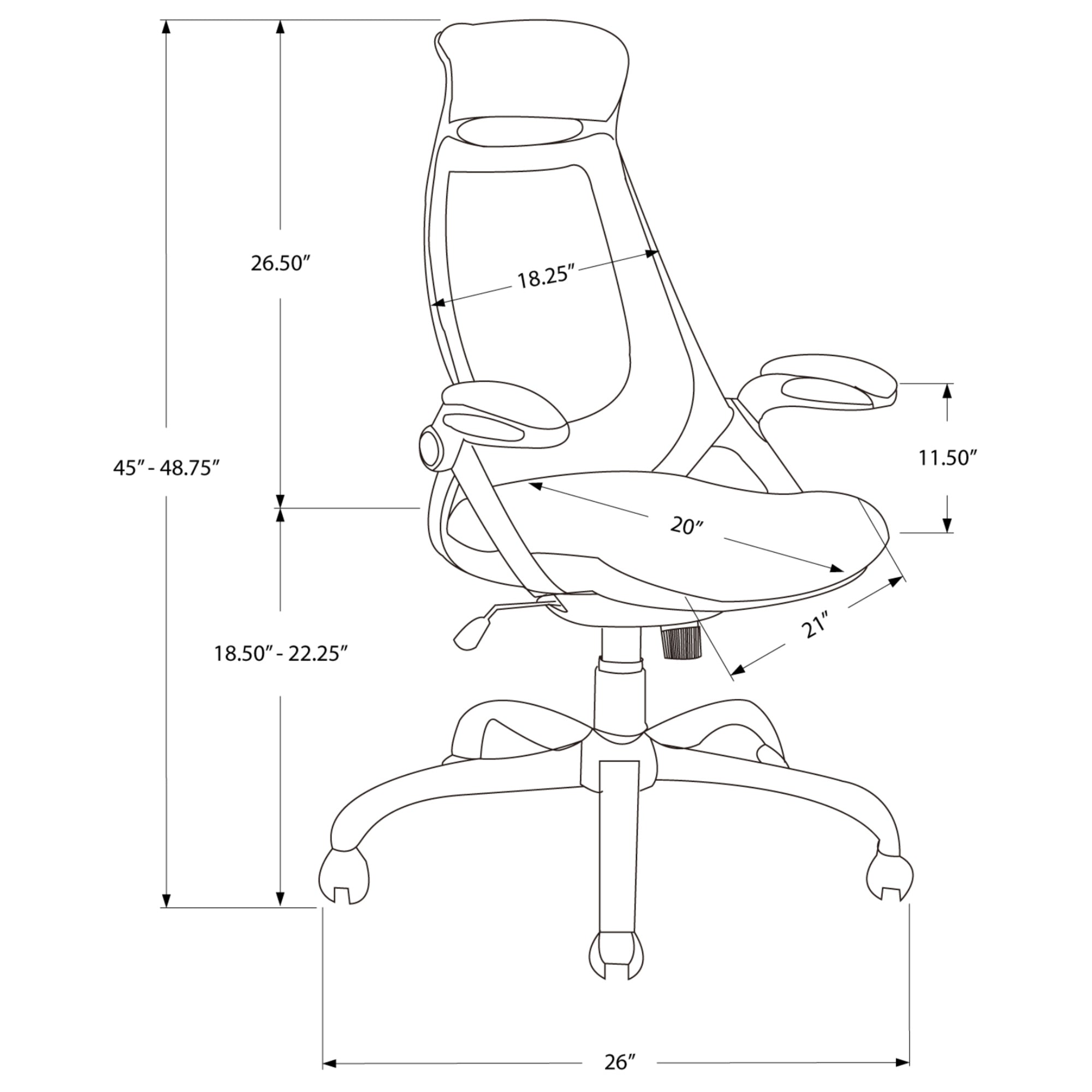 White mesh executive high-back office chair by Monarch Specialties featuring adjustable armrests and ergonomic design.
