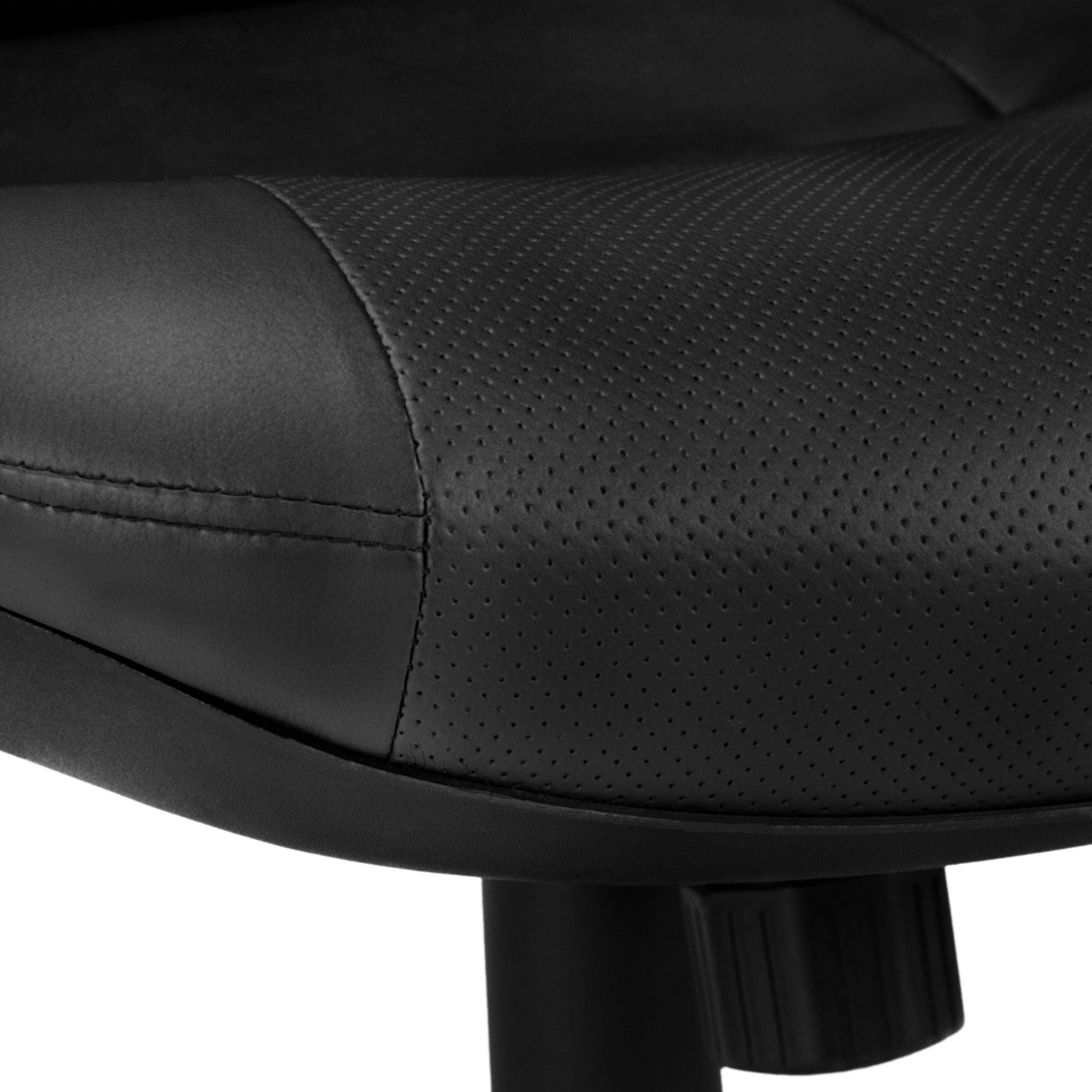 Black leatherlook office chair with high back and armrests, ergonomic design by Monarch Specialties, ideal for executive workspaces.