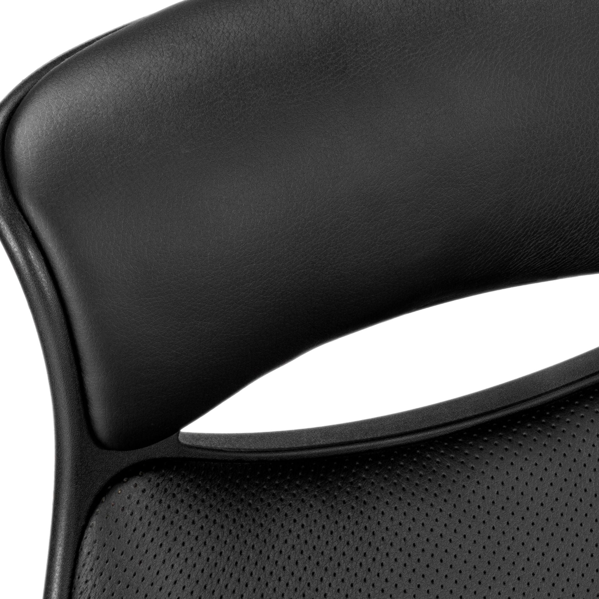 Black leather-look executive high-back office chair by Monarch Specialties with padded armrests and a swivel base.