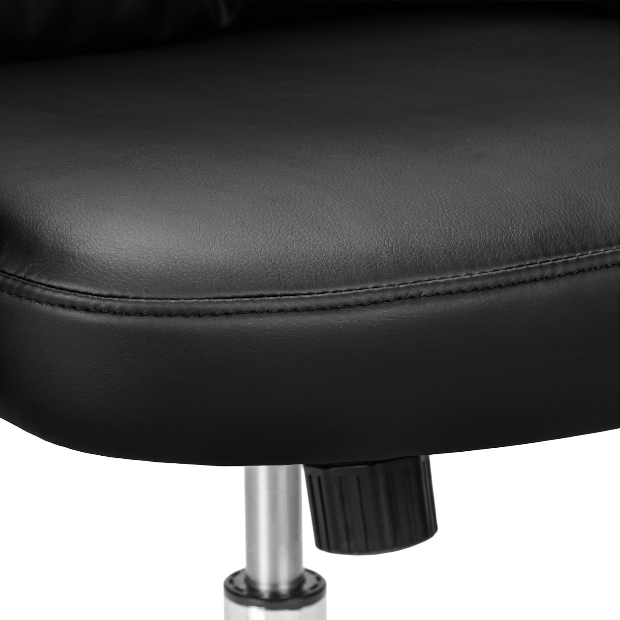 Black Workflex Leather-Look Executive Office Chair by Monarch Specialties with padded armrests and ergonomic design.