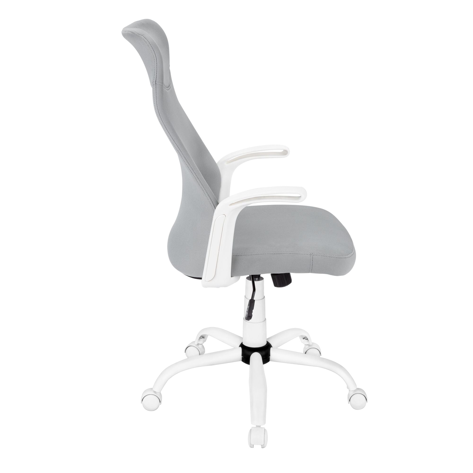 White and grey TaskMaster office chair by Monarch Specialties with ergonomic design and adjustable height.