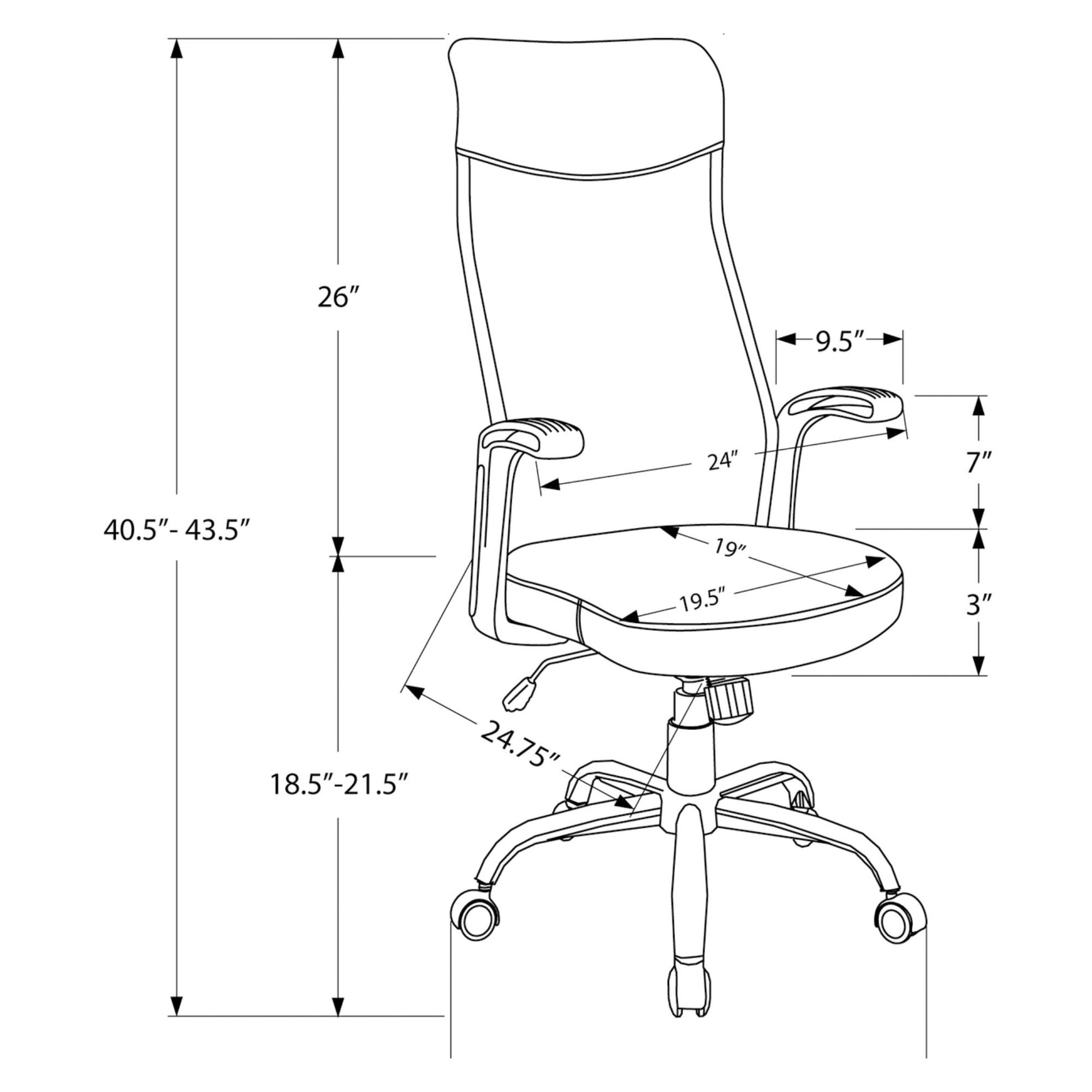 White and grey TaskMaster office chair by Monarch Specialties with adjustable armrests and ergonomic design.