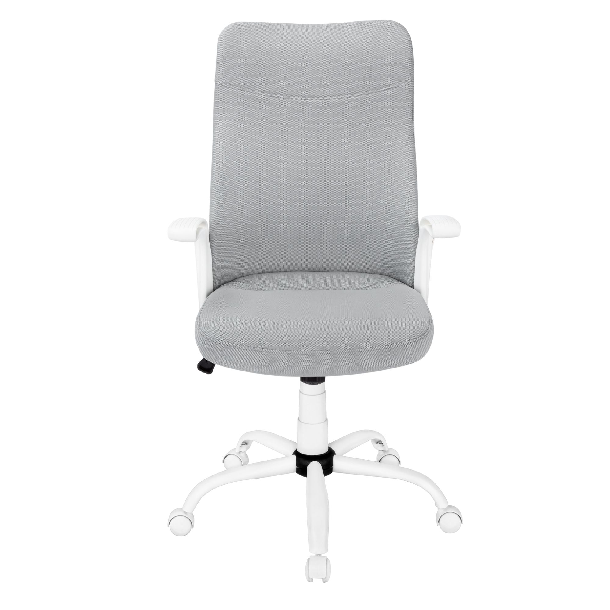 White and grey TaskMaster office chair by Monarch Specialties with ergonomic design and adjustable features.