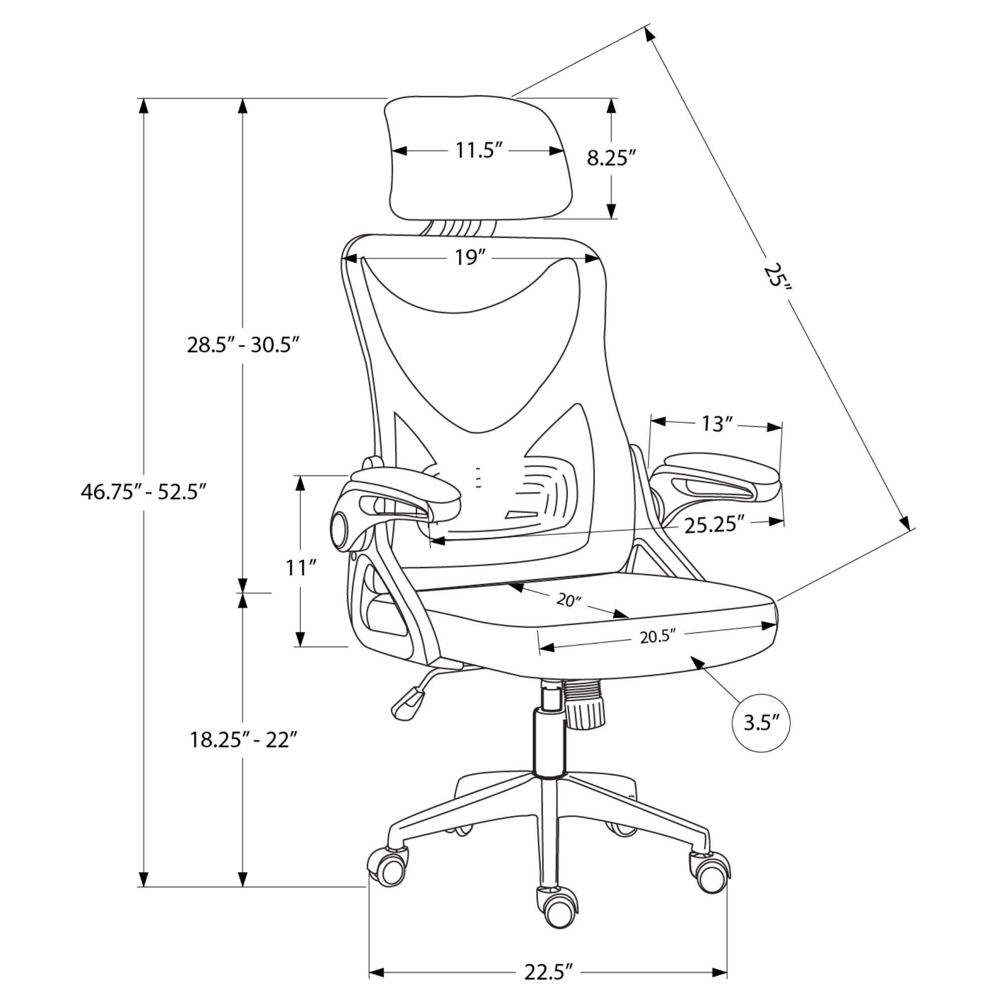 Black mesh Postura office chair by Monarch Specialties with ergonomic design and adjustable height.