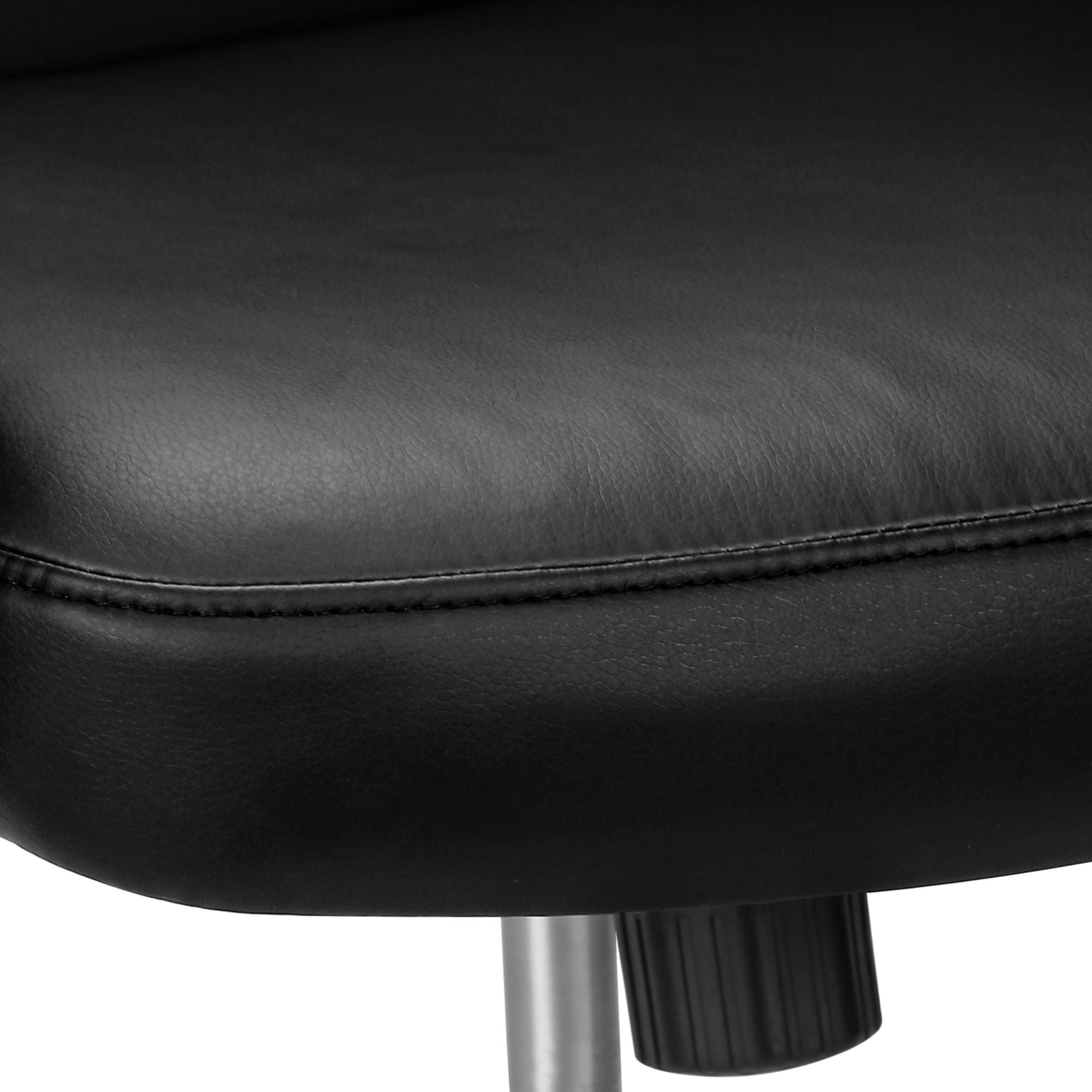 Black leather-look high-back executive office chair with padded armrests and adjustable height from Monarch Specialties.