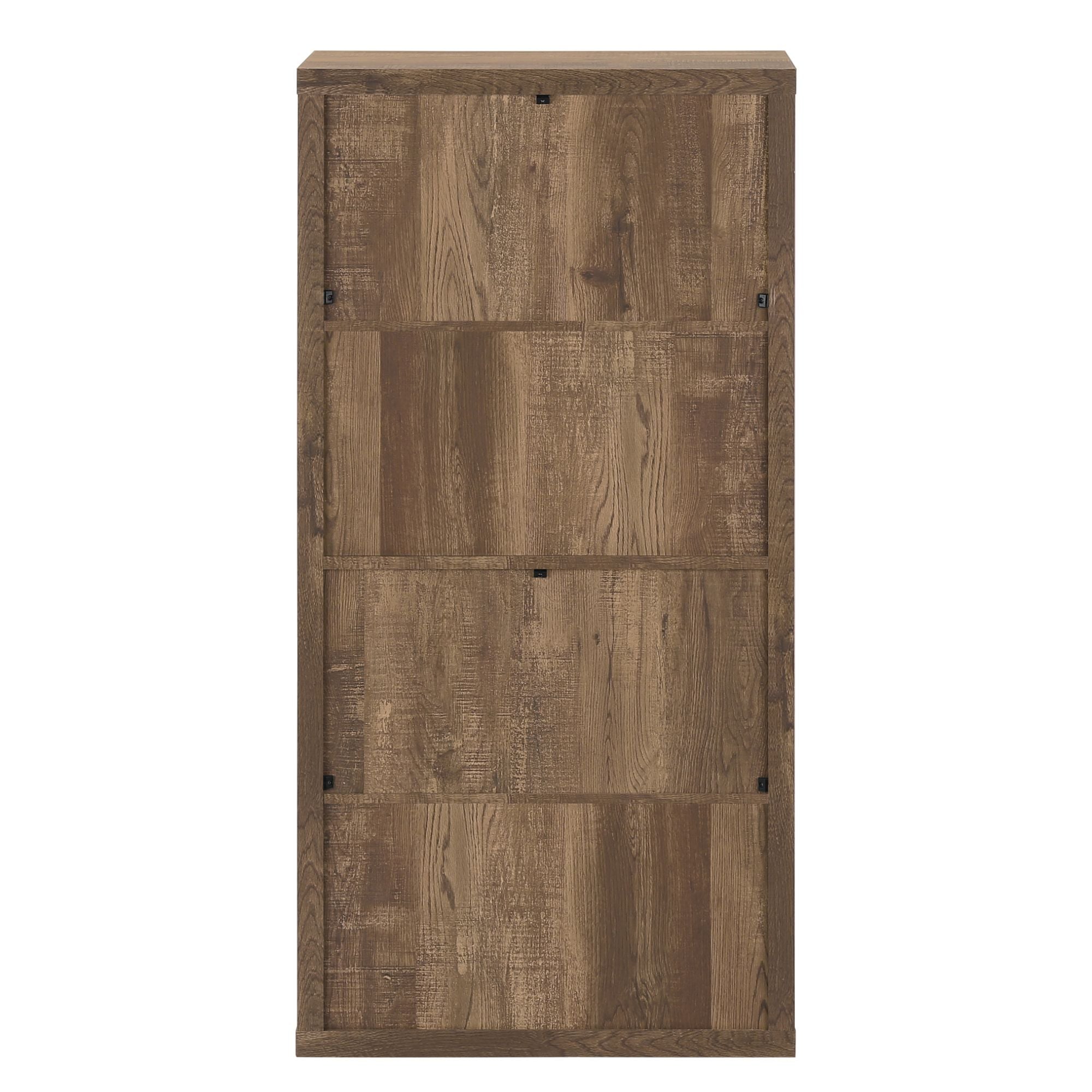 Brown reclaimed wood-look Shelvara 48-inch bookcase by Monarch Specialties featuring multiple shelves for storage.