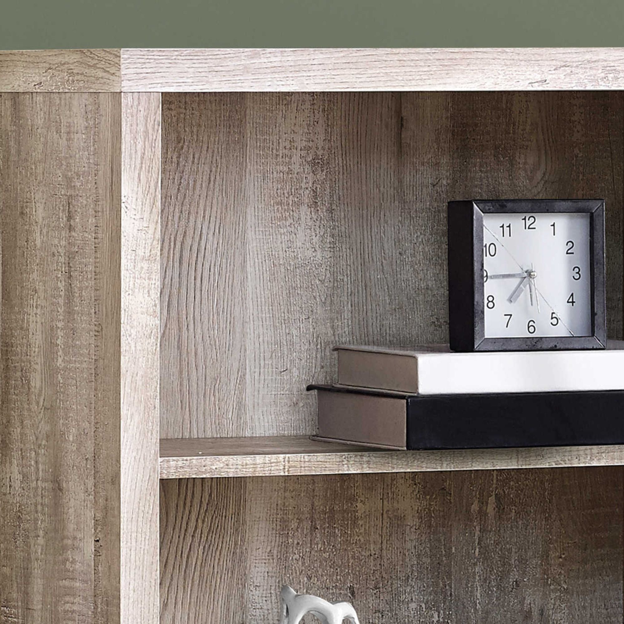 Dark taupe Monarch Specialties Shelvara 48-inch bookcase with adjustable shelves and modern design.