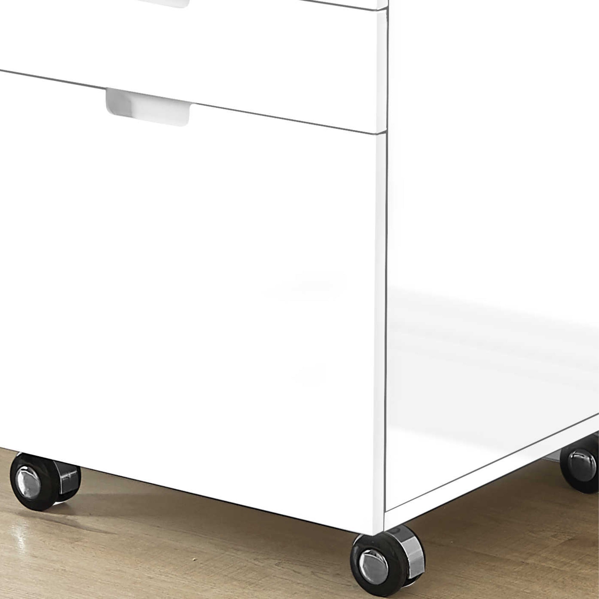 Monarch Specialties Studiora filing cabinet with multiple drawers and metal handles, black finish, placed in an office setting.