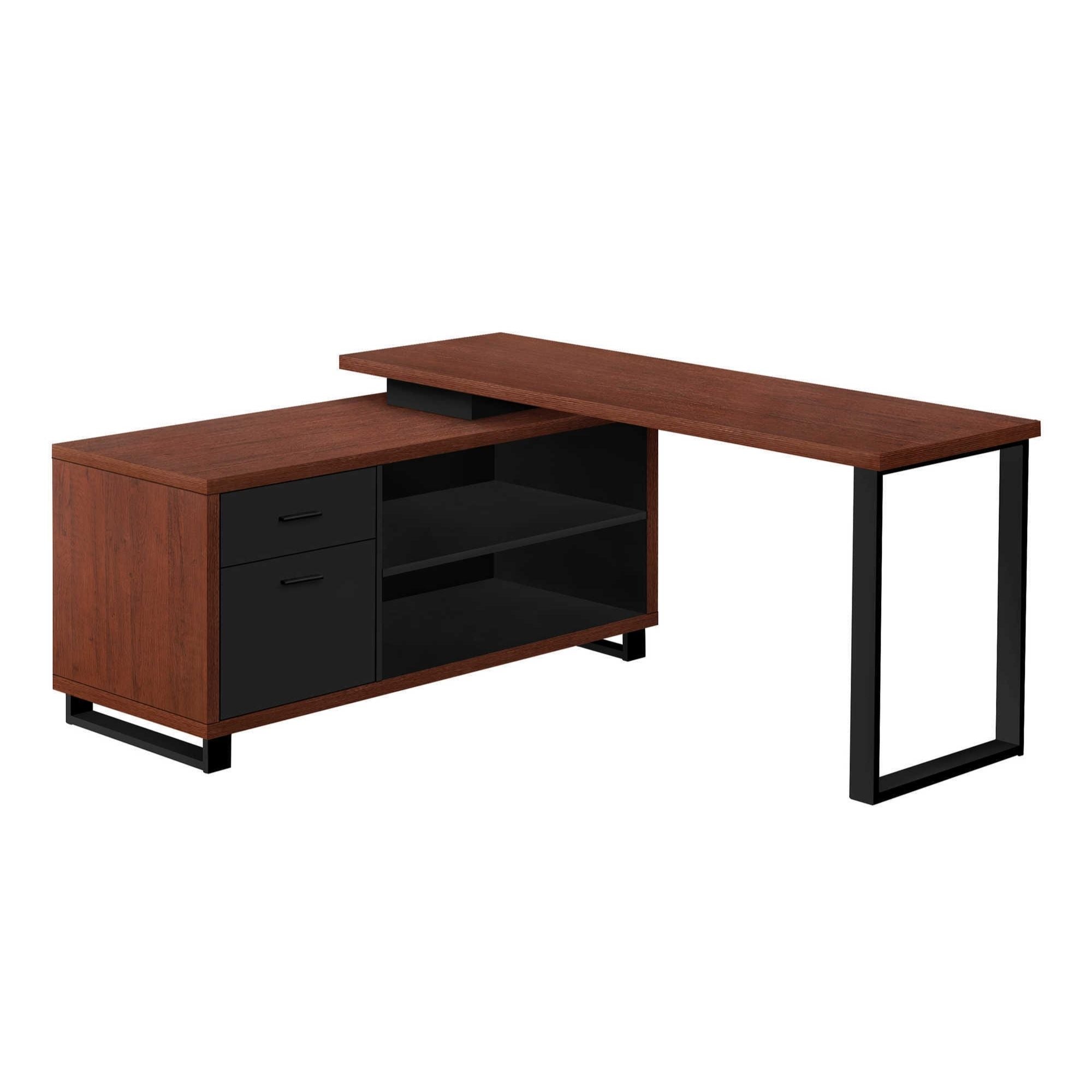 Monarch Specialties Nexora 72-inch cherry wood office desk with spacious work surface and modern design.