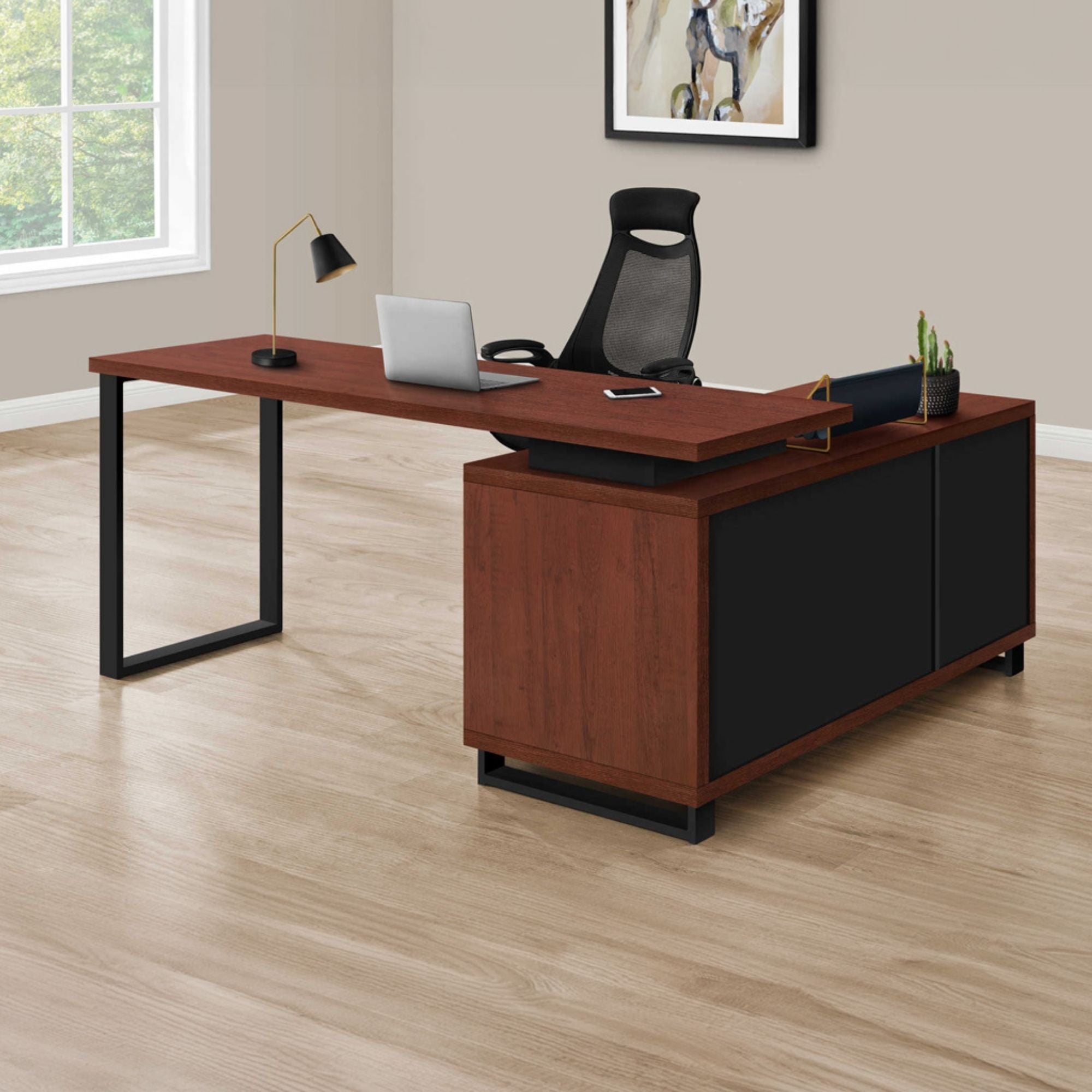 Monarch Specialties Nexora 72-inch cherry office computer desk with spacious workspace and modern design.