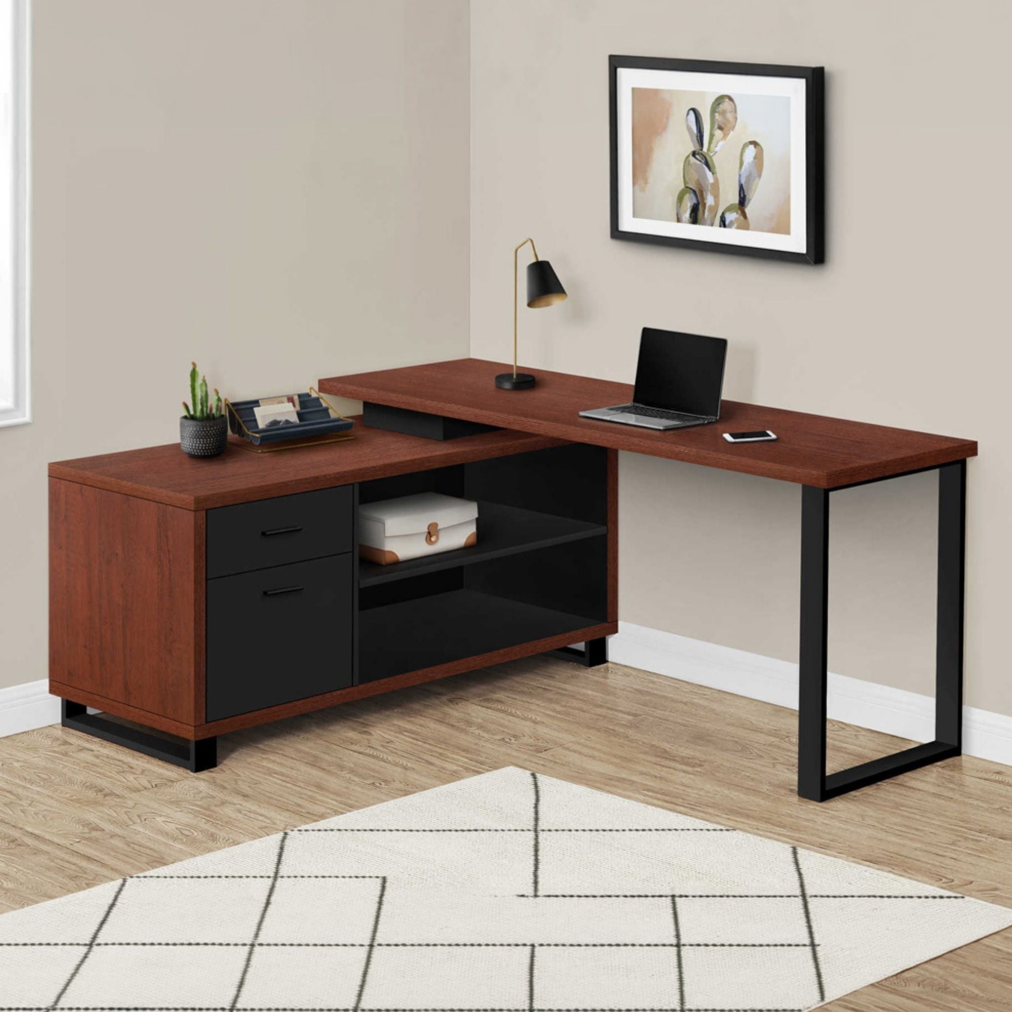 Nexora 72-inch cherry computer desk by Monarch Specialties, featuring a spacious office desk with a sleek cherry finish.