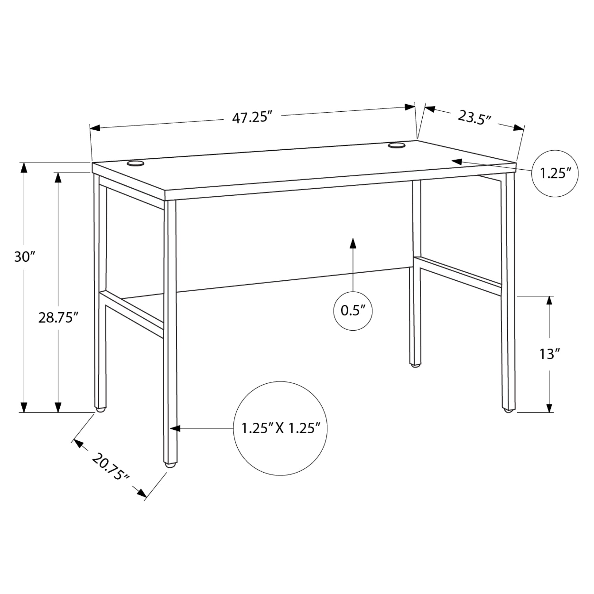Monarch Specialties Deskora 48-inch computer desk with sleek wood finish and modern office design, ideal for home or workspace.