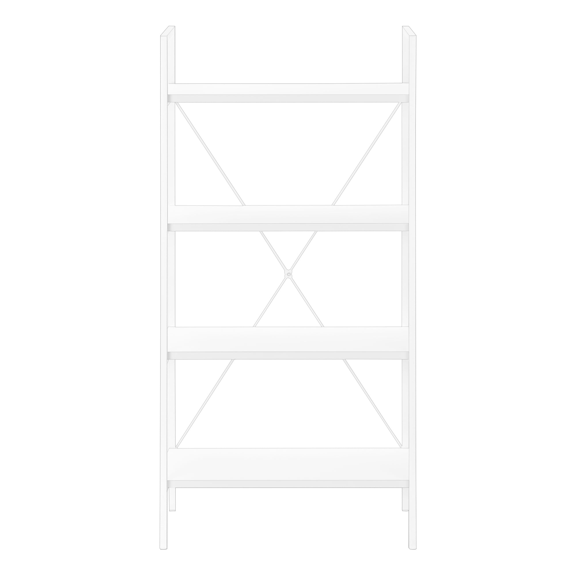White metal and wood 48-inch bookcase with multiple shelves by Monarch Specialties, ideal for home or office storage.