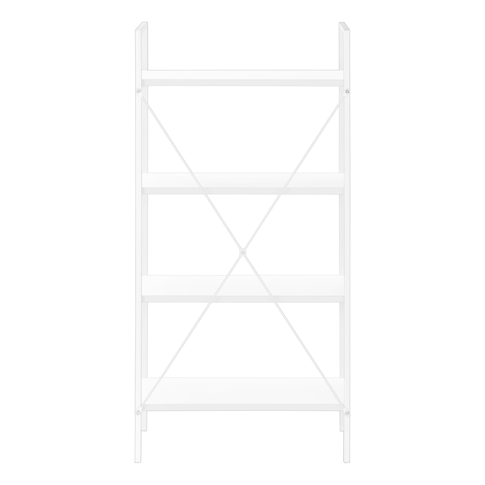 White metal 48-inch bookcase with adjustable shelves from Monarch Specialties, ideal for home or office storage.