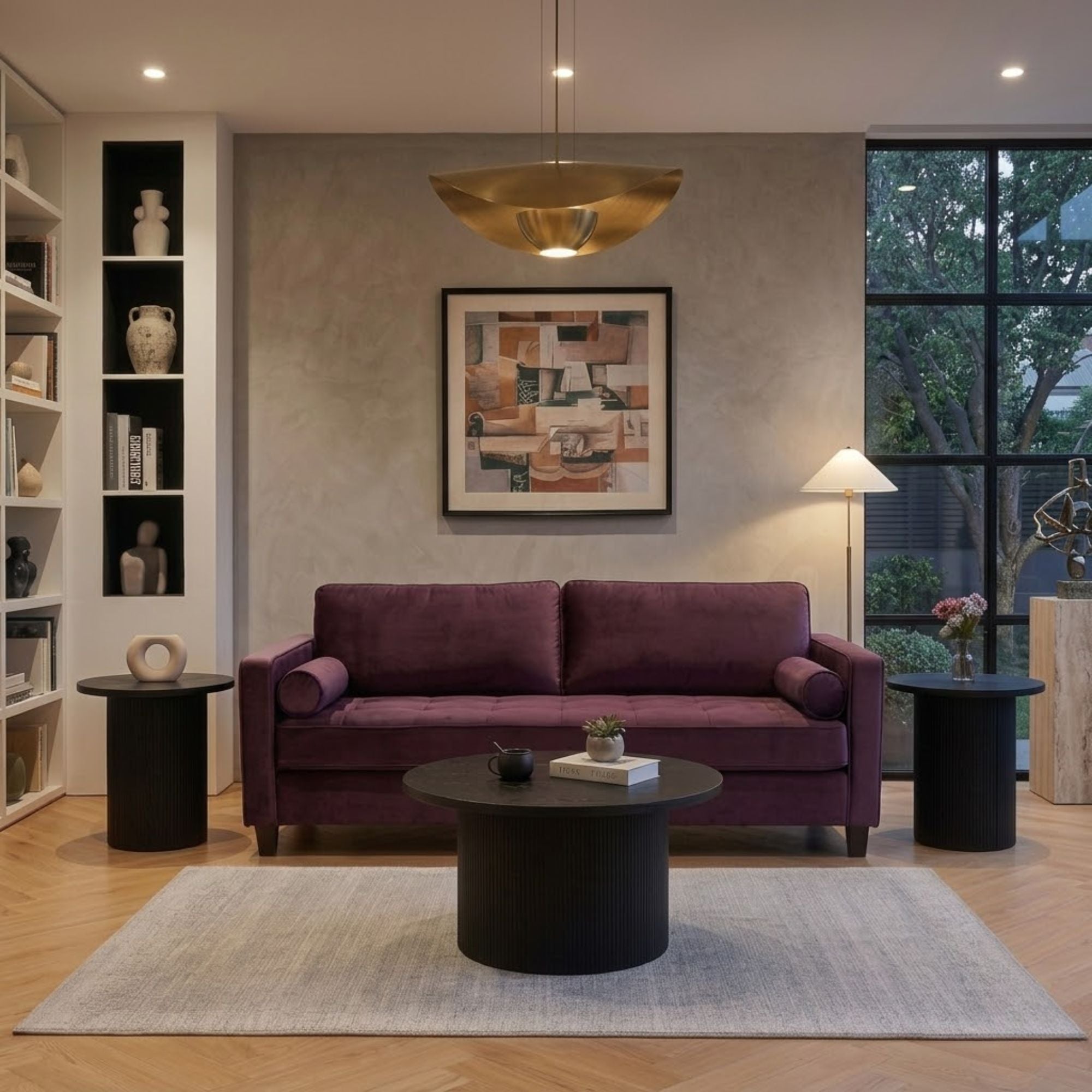 Black Harper 3-piece coffee table set by IFF with modern rectangular design and sleek finish, perfect for living room decor.