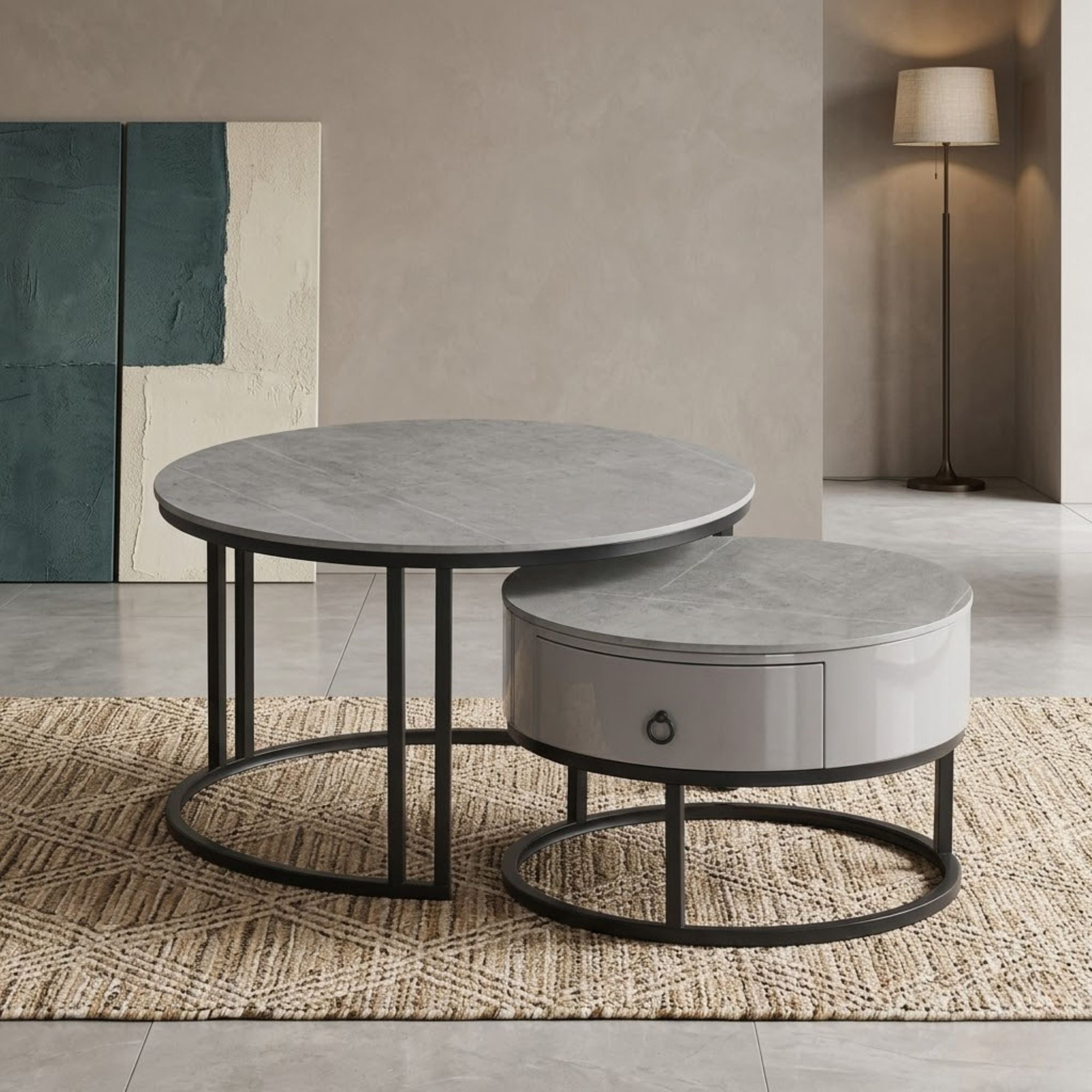 Gray Armani Stone Top Coffee Table by IFF featuring a modern design with a sleek stone surface and sturdy legs.