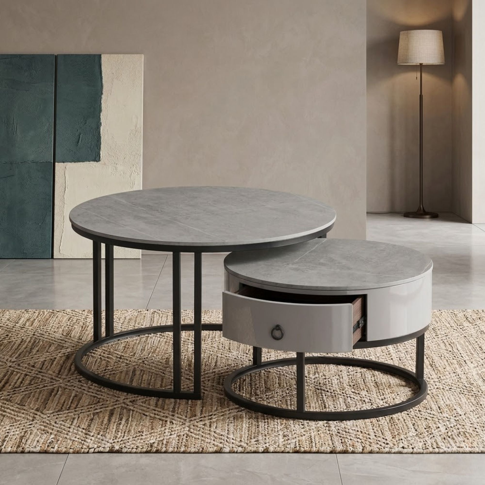 Grey Armani Stone Top Coffee Table by IFF featuring a modern design and sleek stone surface.