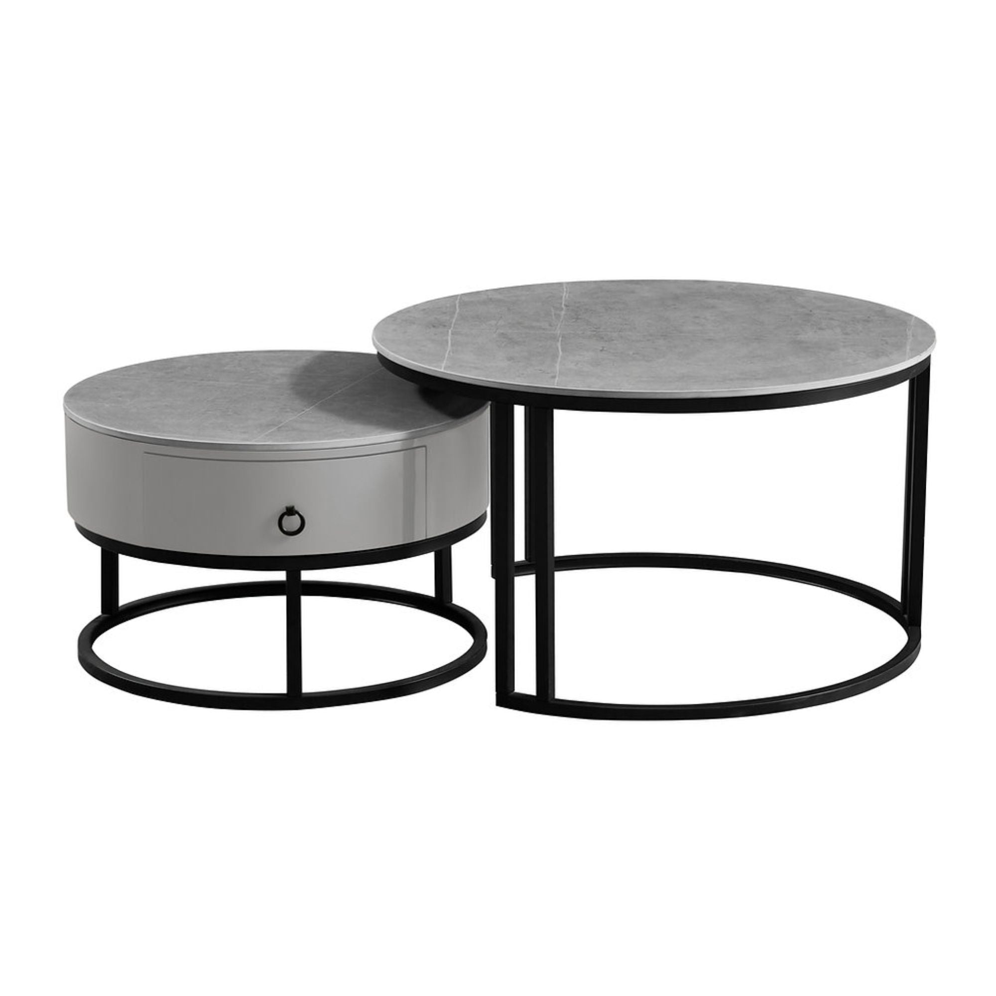 Grey Armani Stone Top Coffee Table by IFF with a sleek, modern design and smooth stone surface in a contemporary living room setting.