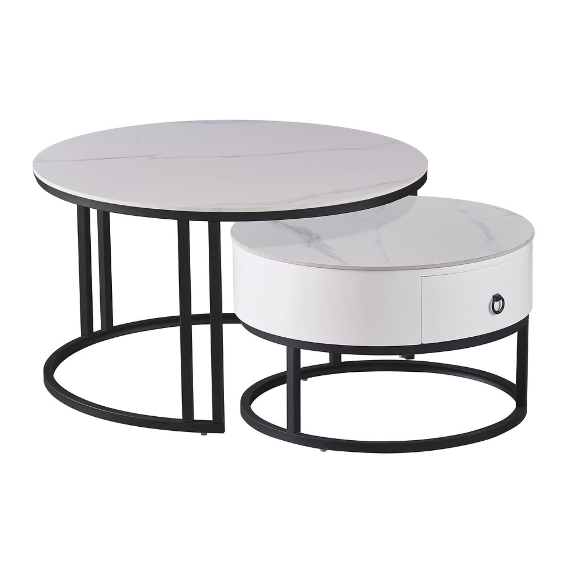 White Calacatta stone top coffee table by IFF featuring a sleek, modern design with a polished surface and sturdy base.