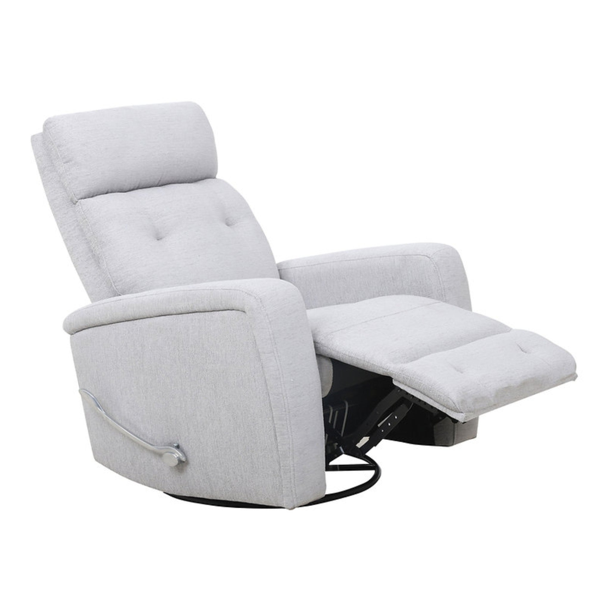 Light grey Camden recliner chair by IFF, featuring plush cushioning and a reclining mechanism for comfortable seating.