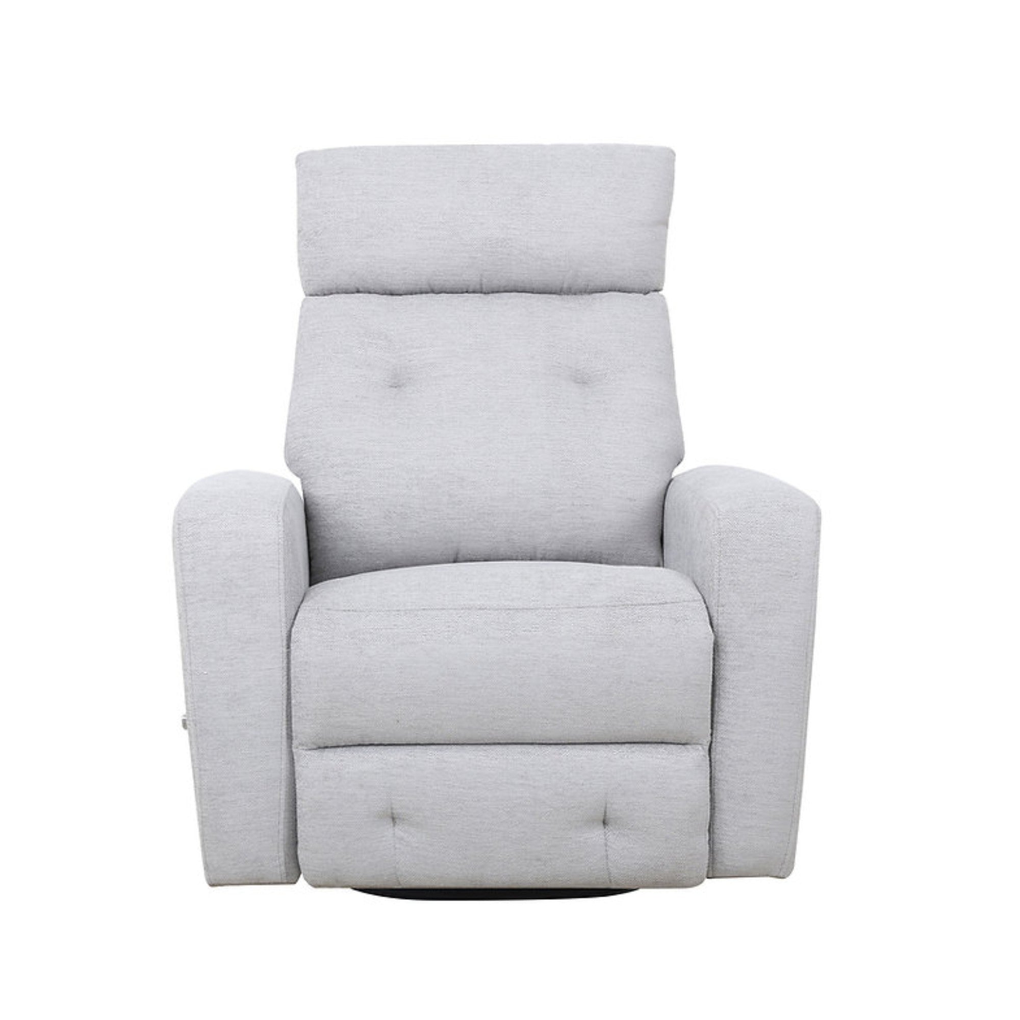 Light grey Camden recliner chair by IFF with plush cushioning and a modern design, shown from a side angle.