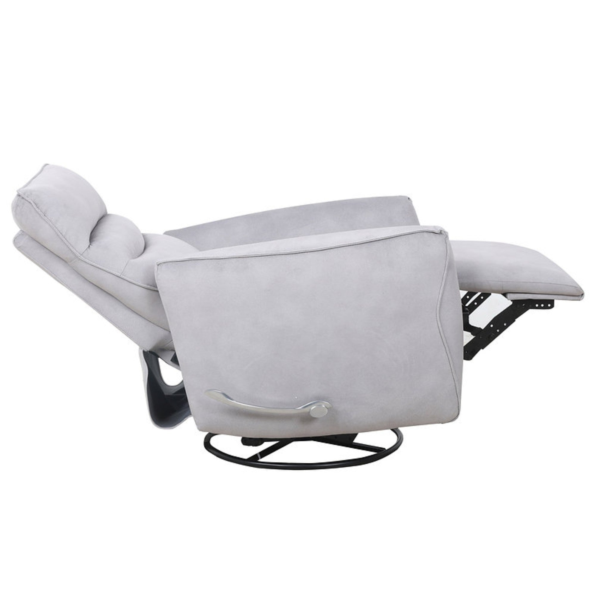 Light grey IFF Arlo rocker recliner chair with plush cushioning and reclining feature, shown from the front angle.