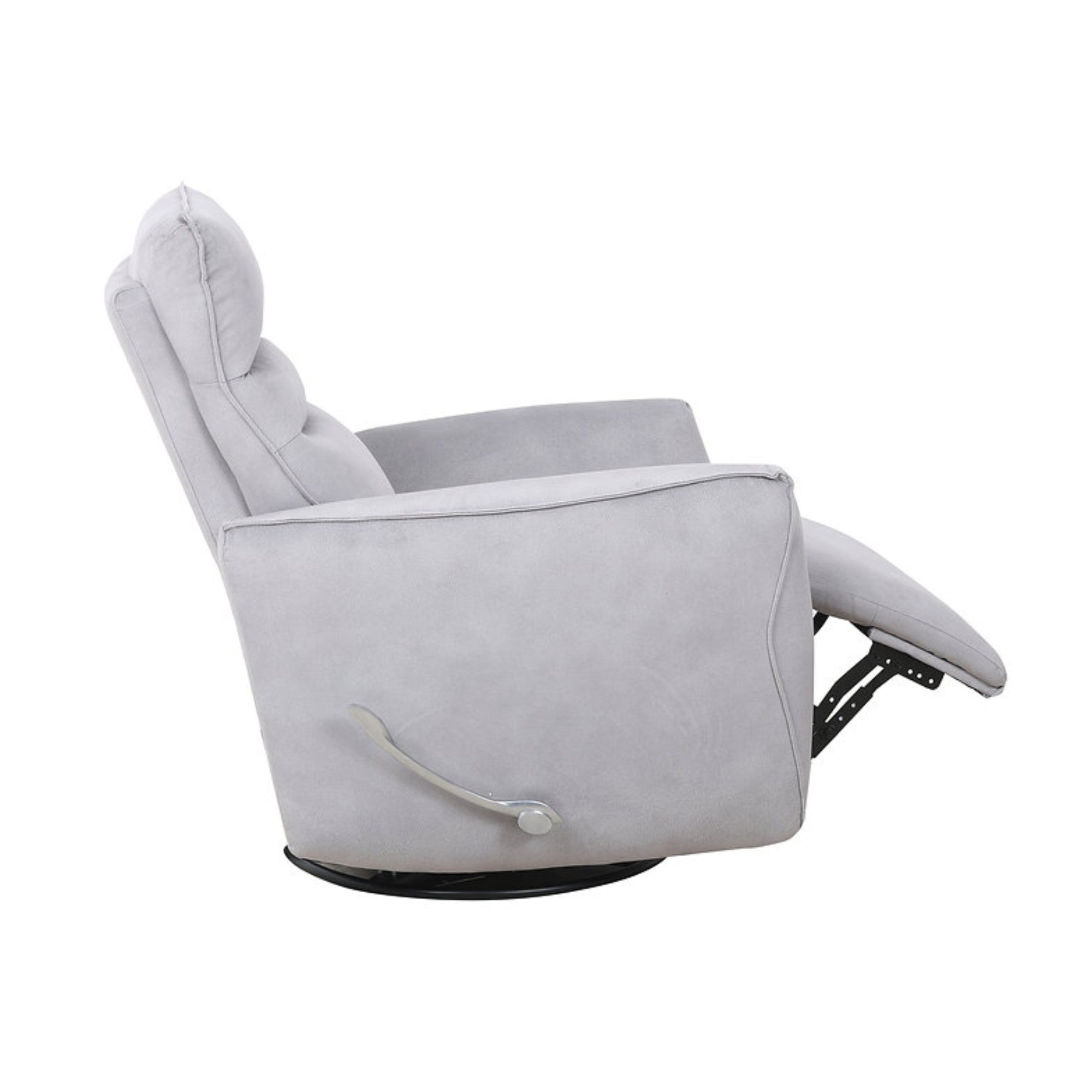 Light grey IFF Arlo recliner chair with plush cushioning and reclining feature, designed for comfort and style.