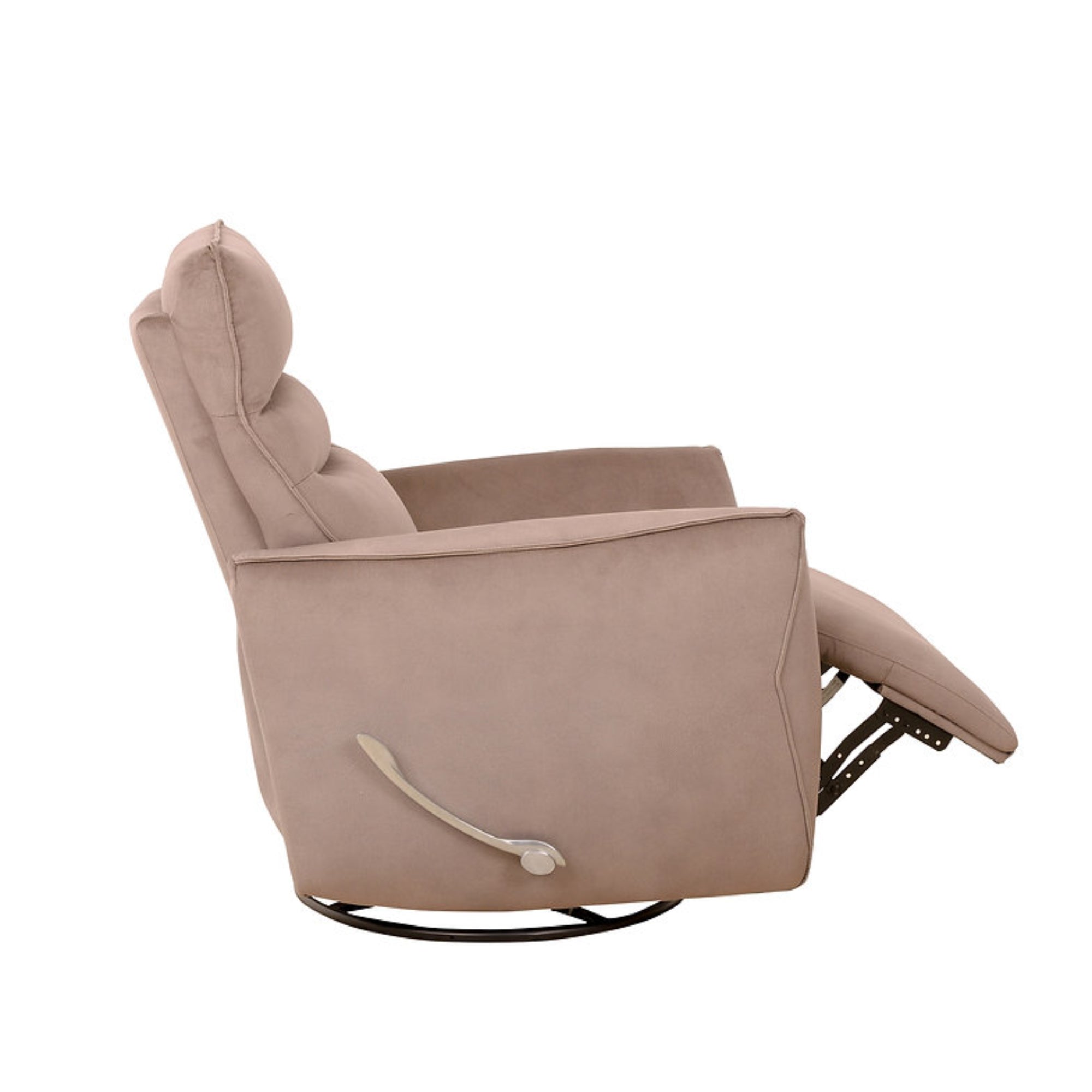 Arlo warm taupe recliner chair by IFF, showcasing a comfortable rocking and reclining design with plush upholstery.