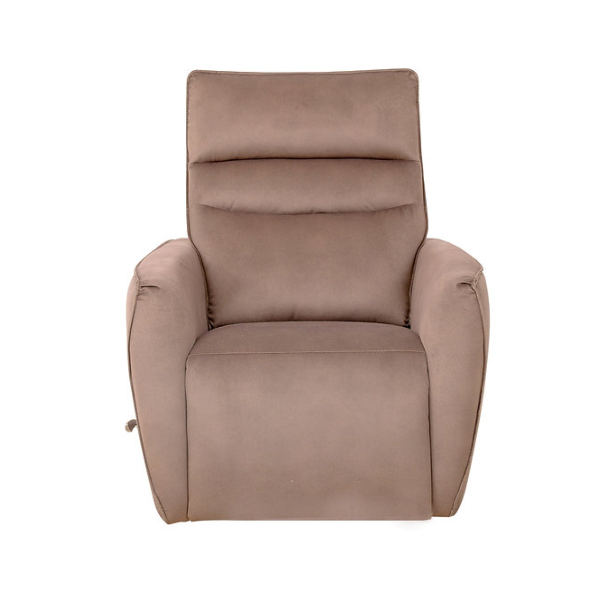 Warm taupe Arlo Rocker Recliner by IFF featuring plush cushioning and a reclining mechanism in a modern living room setting.