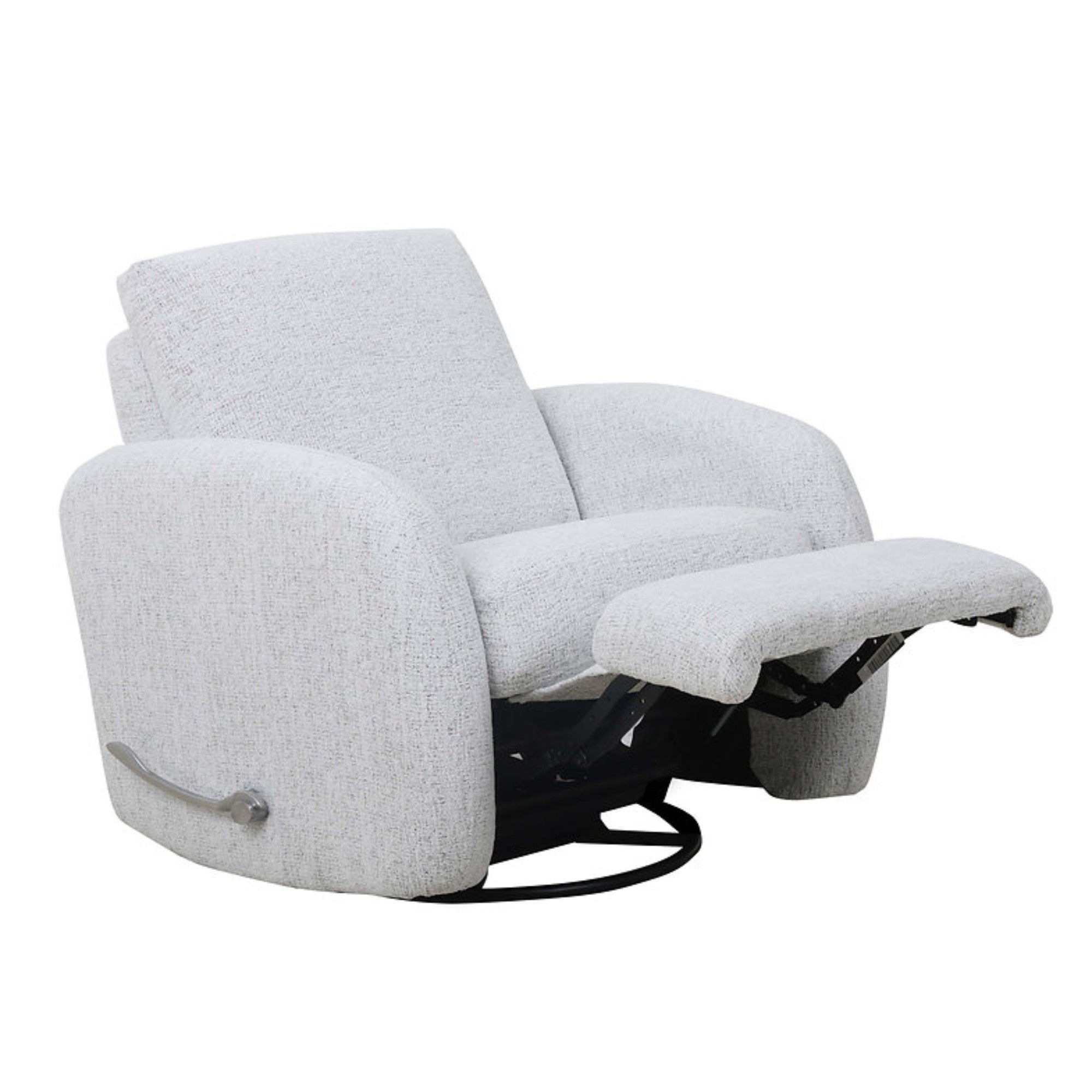 Light grey Bentley Comfort Recliner by IFF, a plush reclining chair with padded armrests and a modern design.