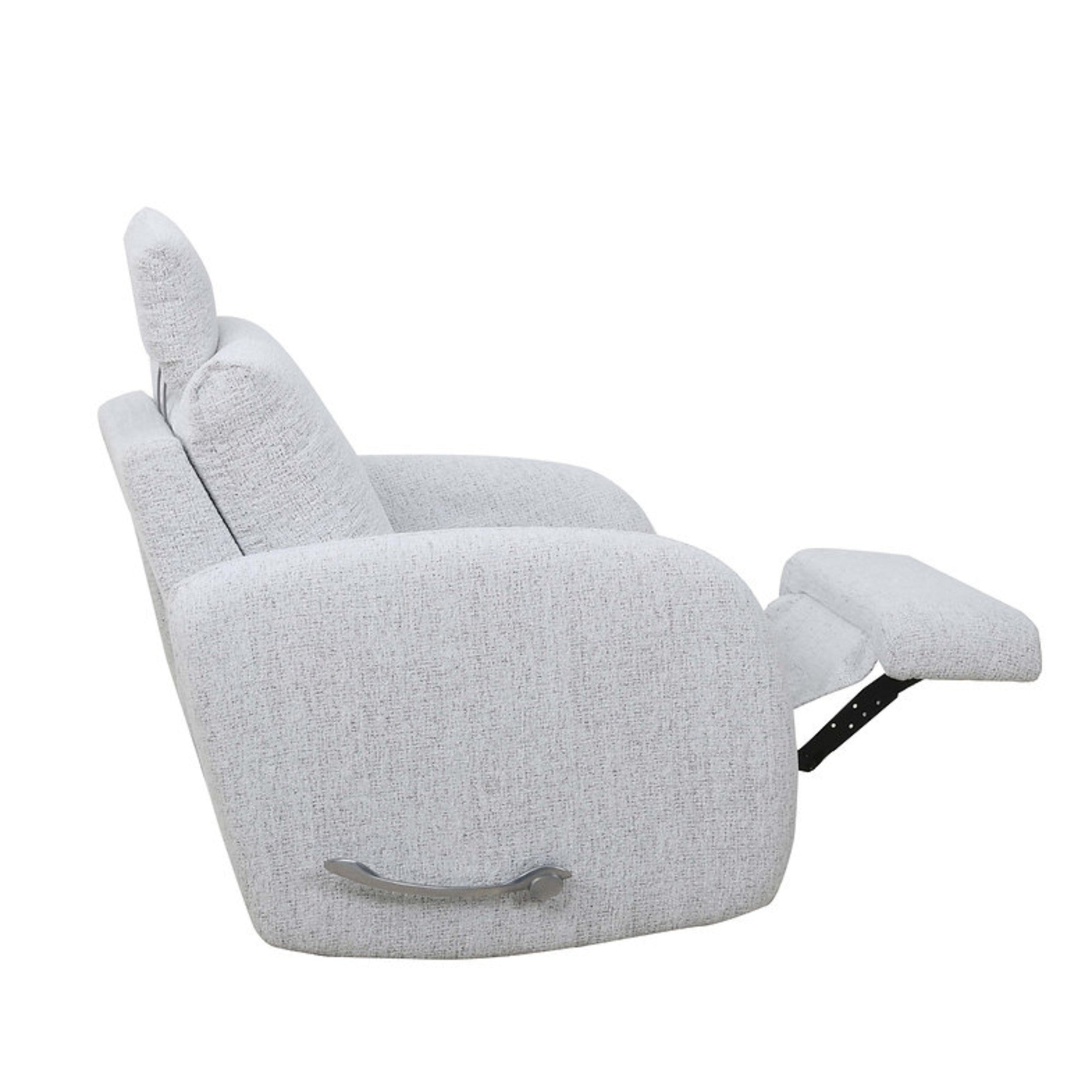 Light grey Bentley Comfort Recliner by IFF, a plush reclining chair with cushioned armrests and modern design.