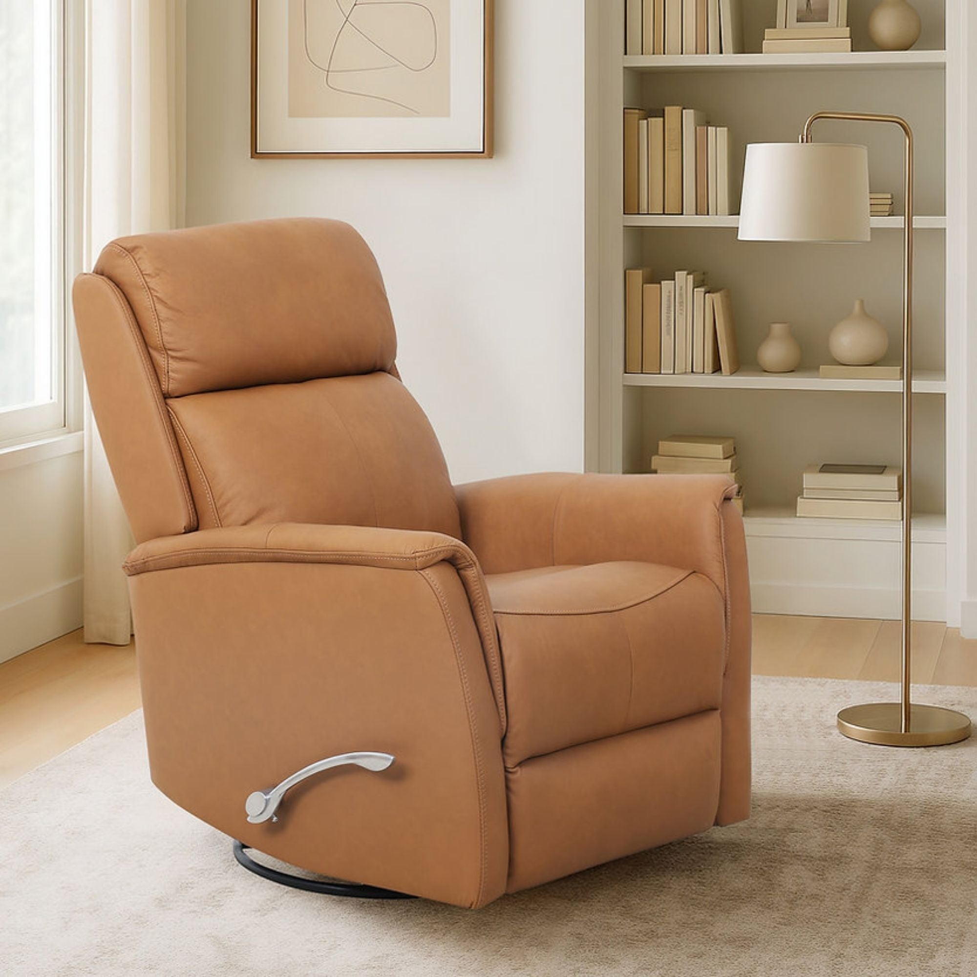 Monroe Rocking Recliner in Caramel Brown