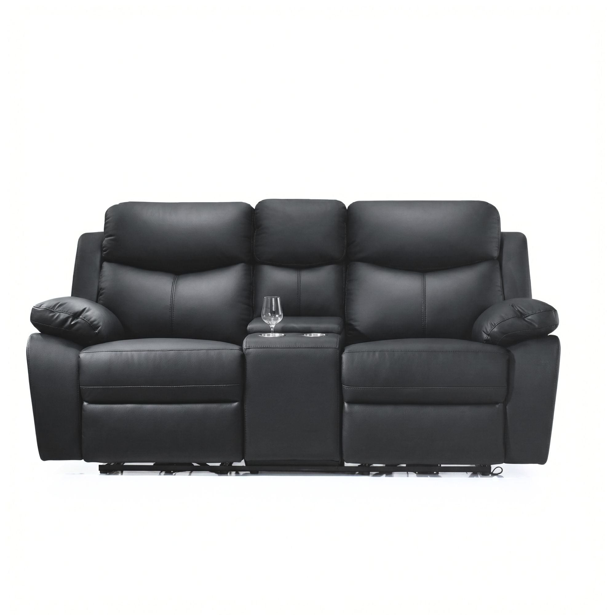 Monarch Luxe Leather Power Recliner Loveseat in Black | CastleUp Experience Centre