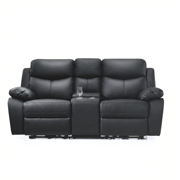 Black Monarch Luxe leather power recliner sofa set by IFF featuring plush cushions and modern reclining design.